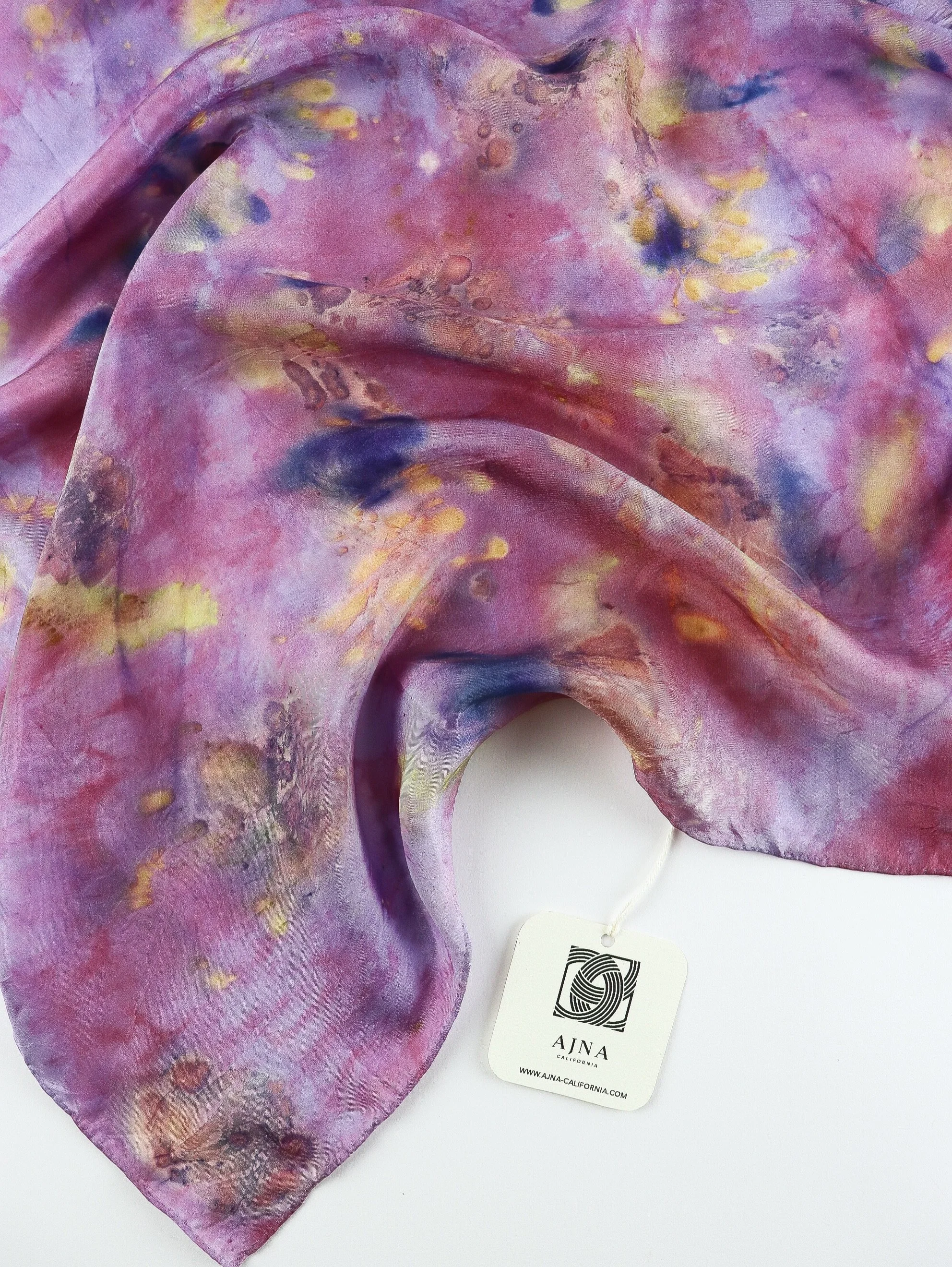 A burst of cosmic colors from logwood, madder and bundle dyed flowers
Botanically dyed silk scarf 

#botanicallydyed #silkscarf #ajnacalifornia #oneofakind