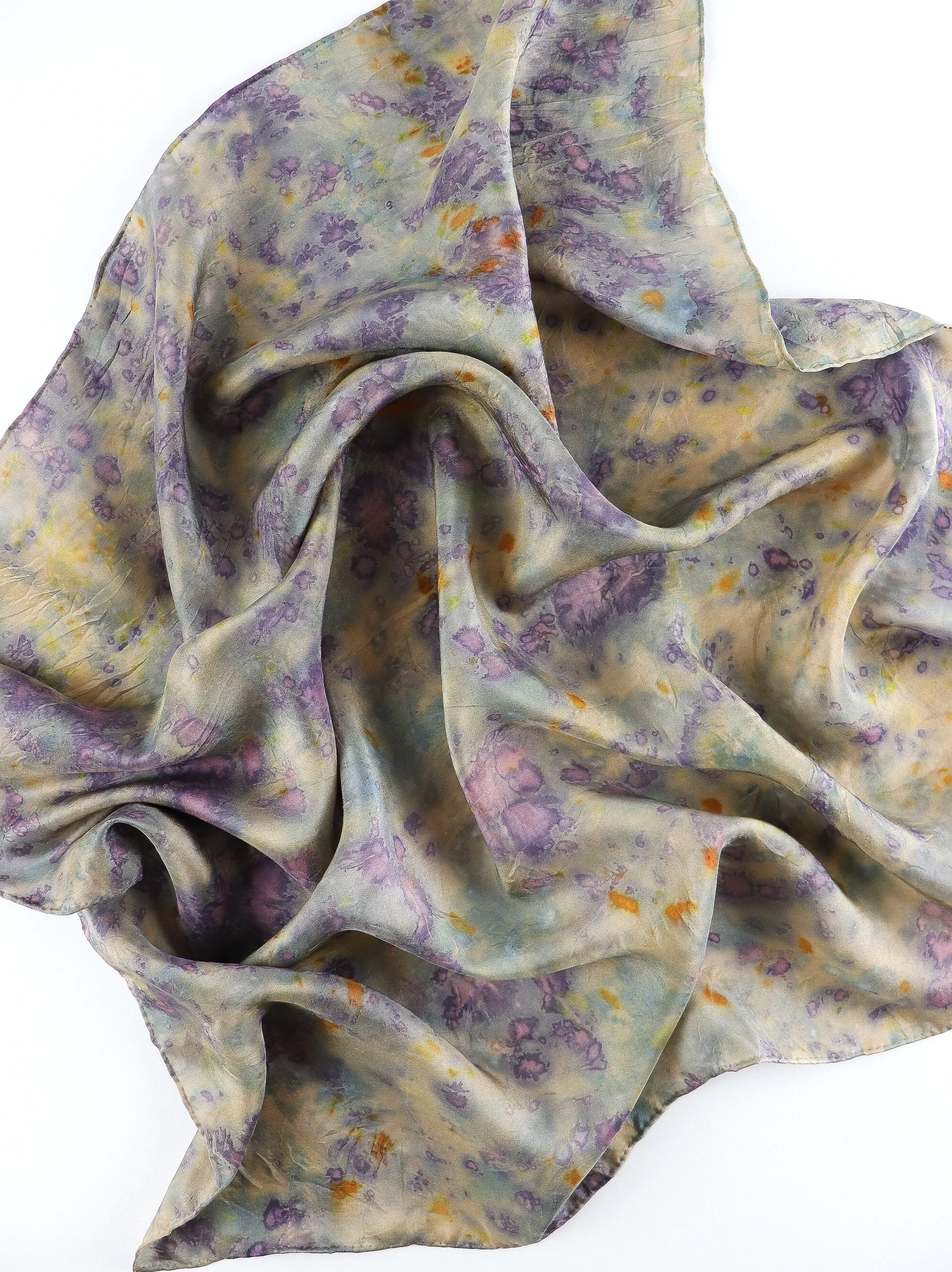 Botanically Dyed Silk Scarf. Eco printed silk scarf.