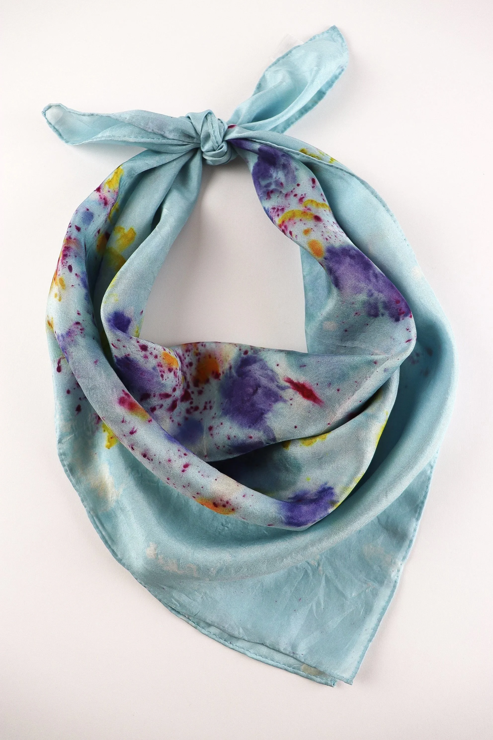 One of a kind botanically Dyed Silk Scarf. AJNA Silk Scarf. Botanically dyed Silk bandana in San Francisco Bay Area California. Plant dyed unique silk scarf near me.