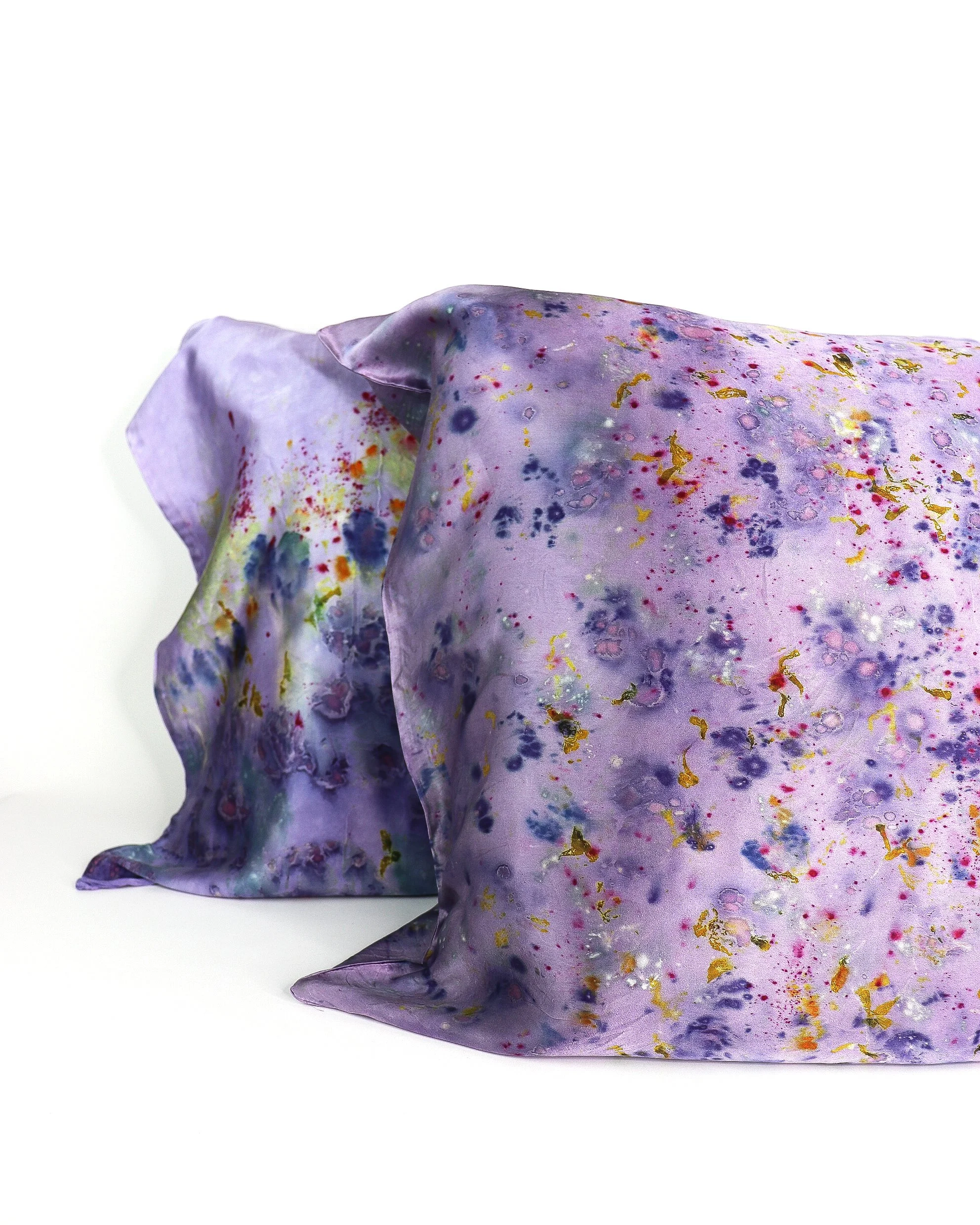 Botanically Dyed Silk Pillowcase eco printed with flowers. Silk Charmeuse pillowcase.