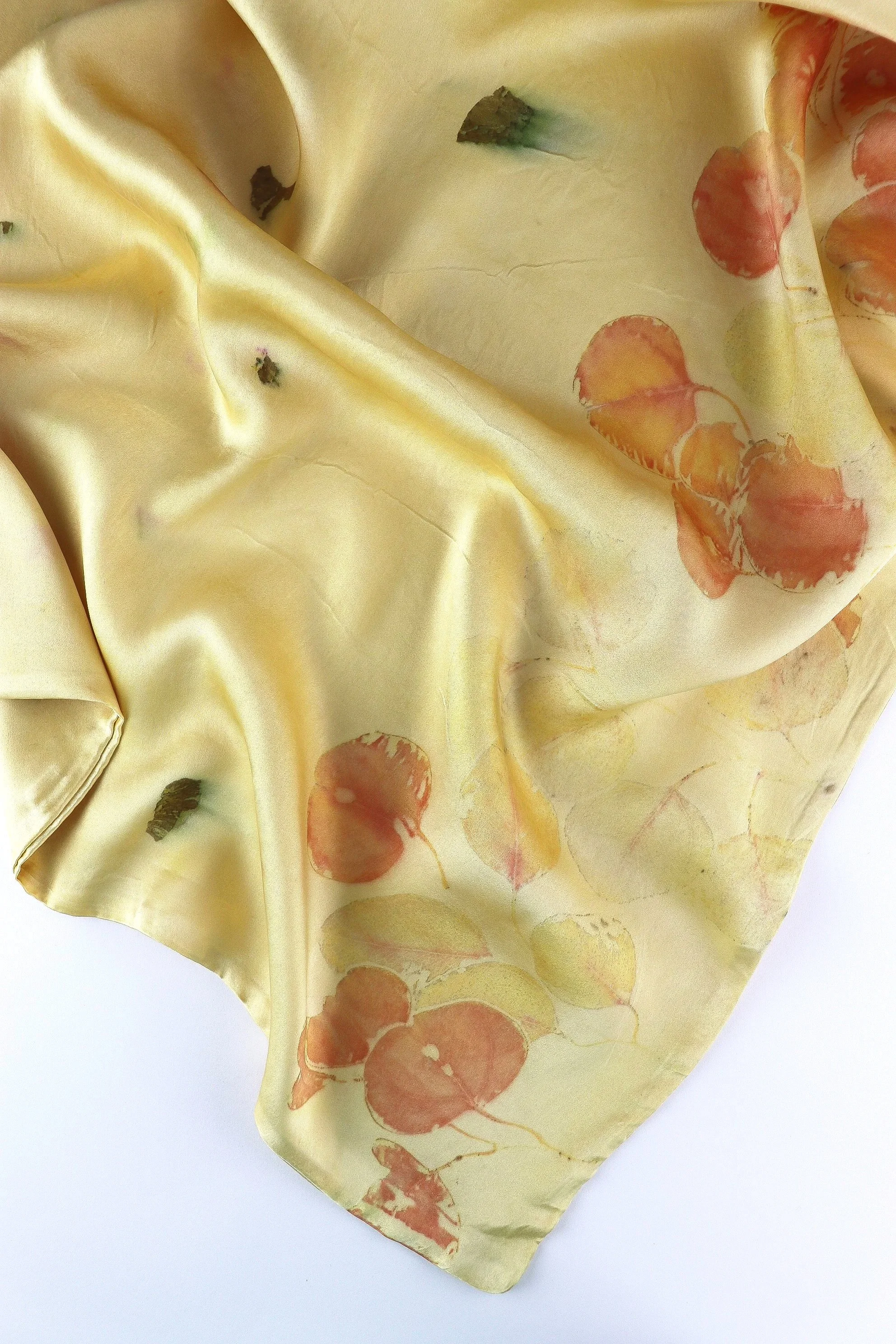 Botanically Dyed Silk Pillowcase eco printed with flowers. Silk Charmeuse pillowcase set of 2.