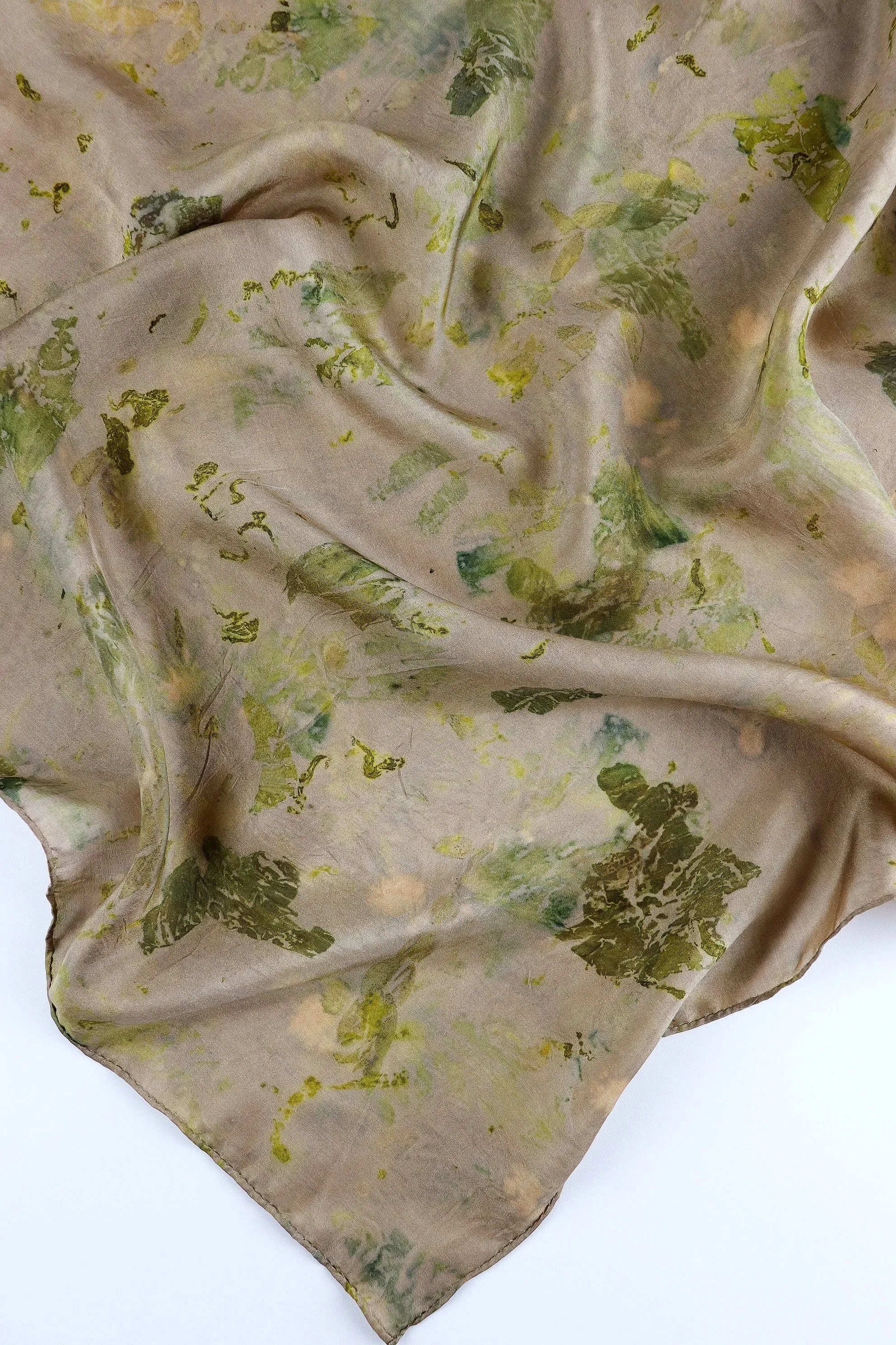 Botanically Dyed Silk Scarf. Eco printed silk scarf