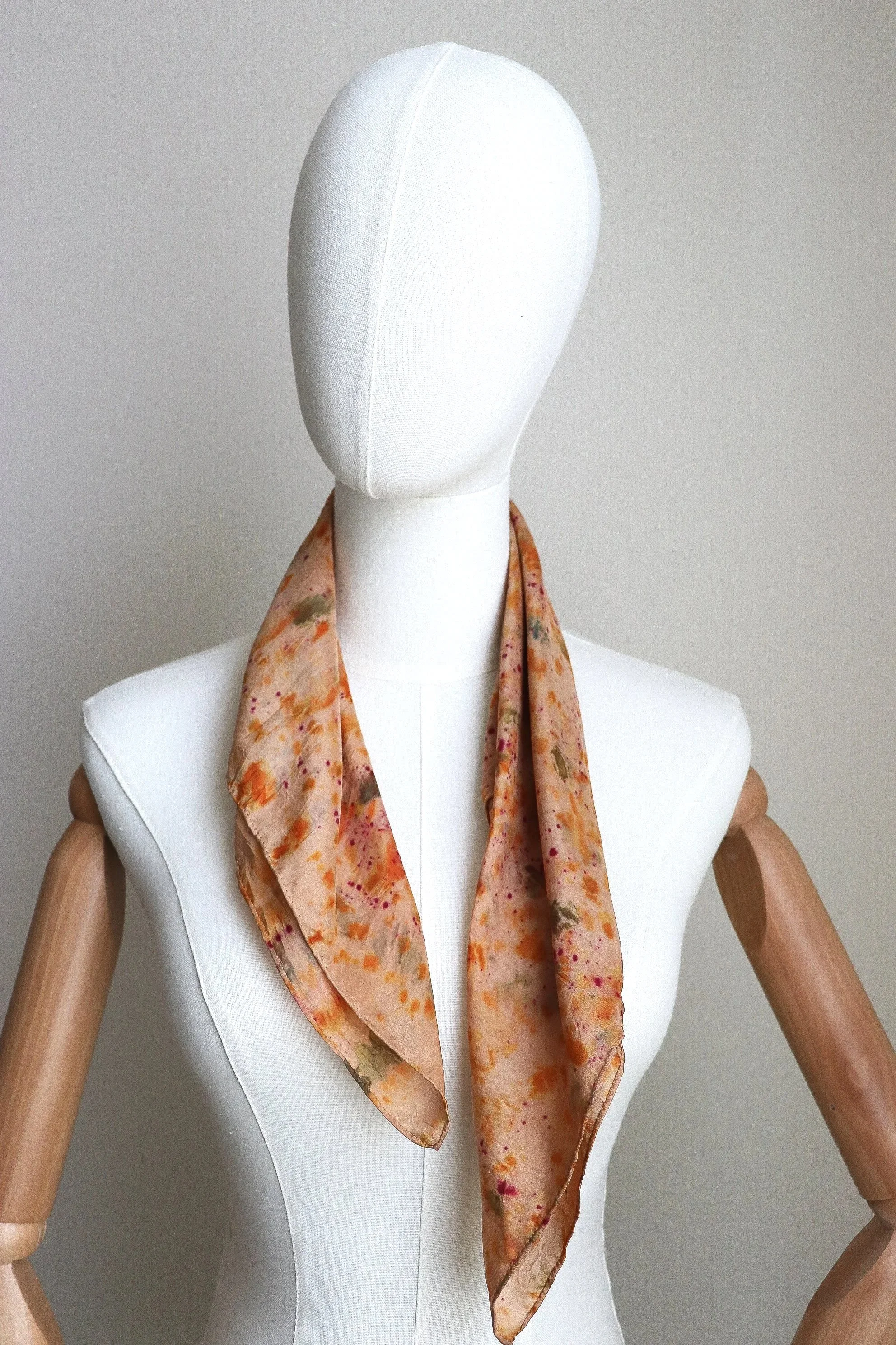 Botanically Dyed Silk Scarf. Eco printed silk scarf.
