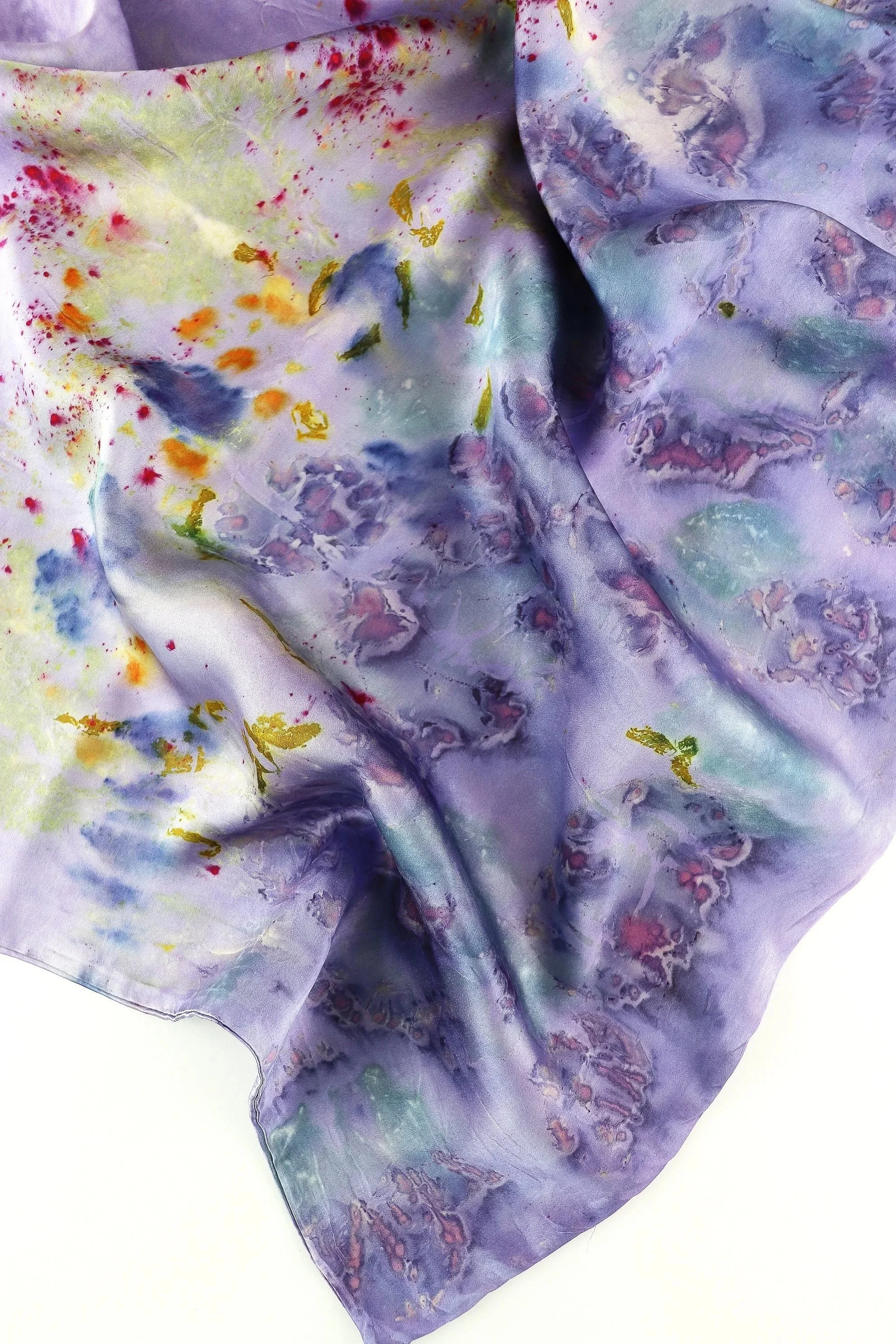Botanically Dyed Silk Charmeuse Pillowcase: Logwood and eco prints