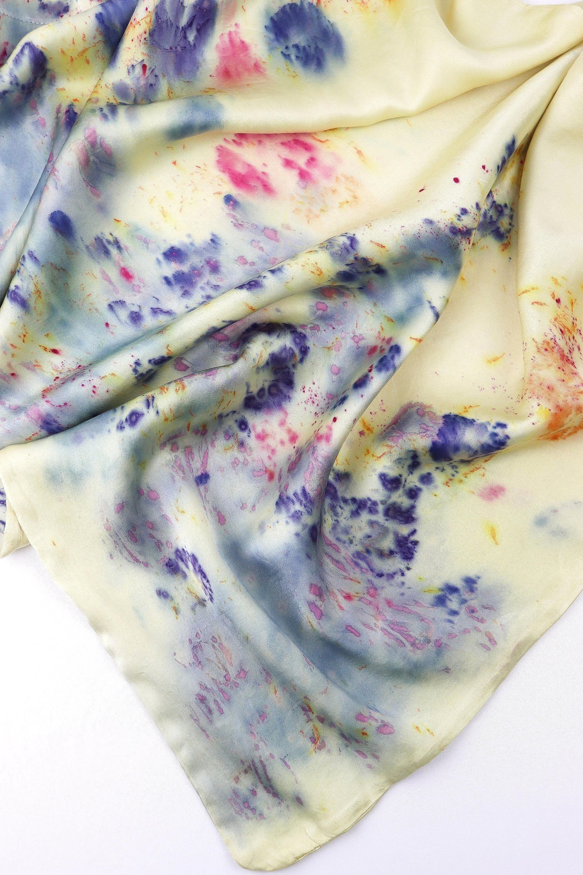 Botanically Dyed Silk Pillowcase eco printed with flowers. 100% Silk Charmeuse. One of a kind silk pillowcase. Silk Pillowcase near me. Hand dyed silk pillowcase in San Francisco Bay Area.
