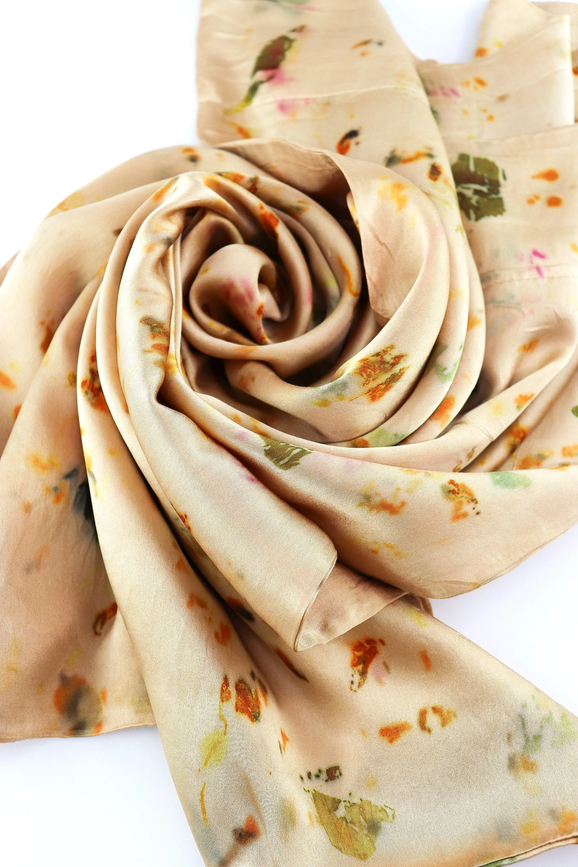 Botanically Dyed Silk Pillowcase eco printed with flowers. Plant dyed silk. AJNA California naturally dyed textiles in San Jose, California. Silk Pillowcase near me.