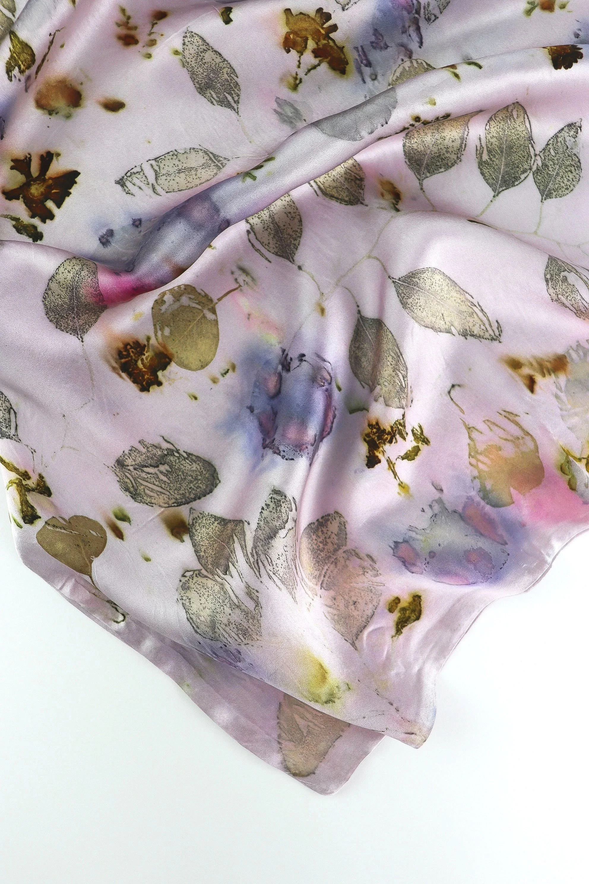 Botanically Dyed Silk Pillowcase eco printed with flowers. Mulberry silk pillowcase set of 2.