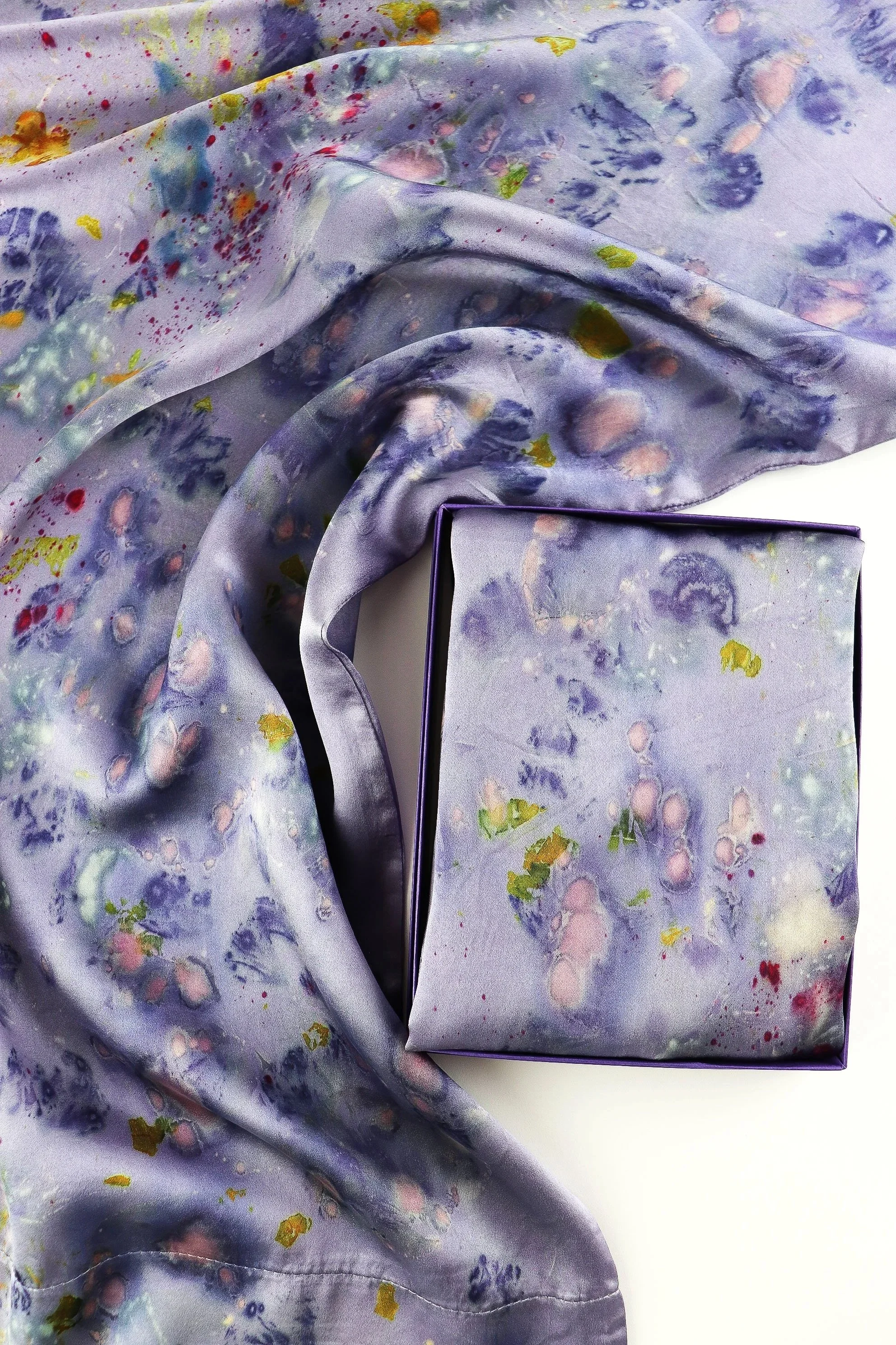 Botanically Dyed Silk Pillowcase eco printed with flowers. Mulberry silk pillowcase set of 2.