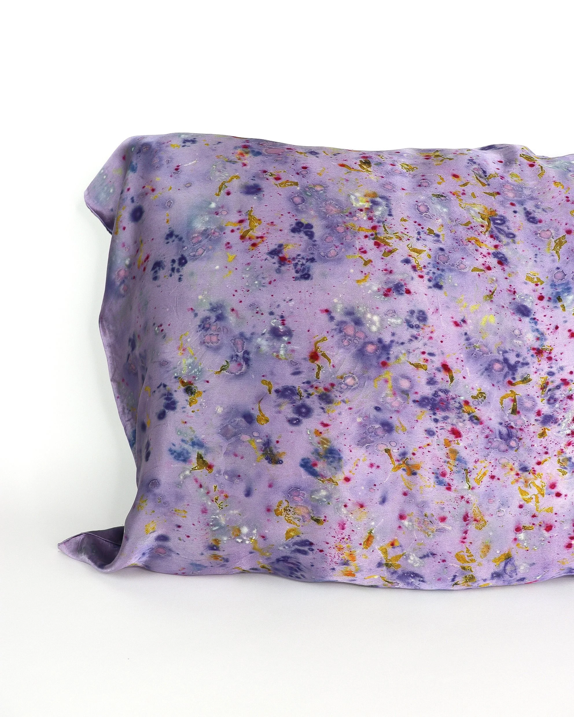 Botanically Dyed Silk Pillowcase eco printed with flowers. Silk Charmeuse pillowcase.