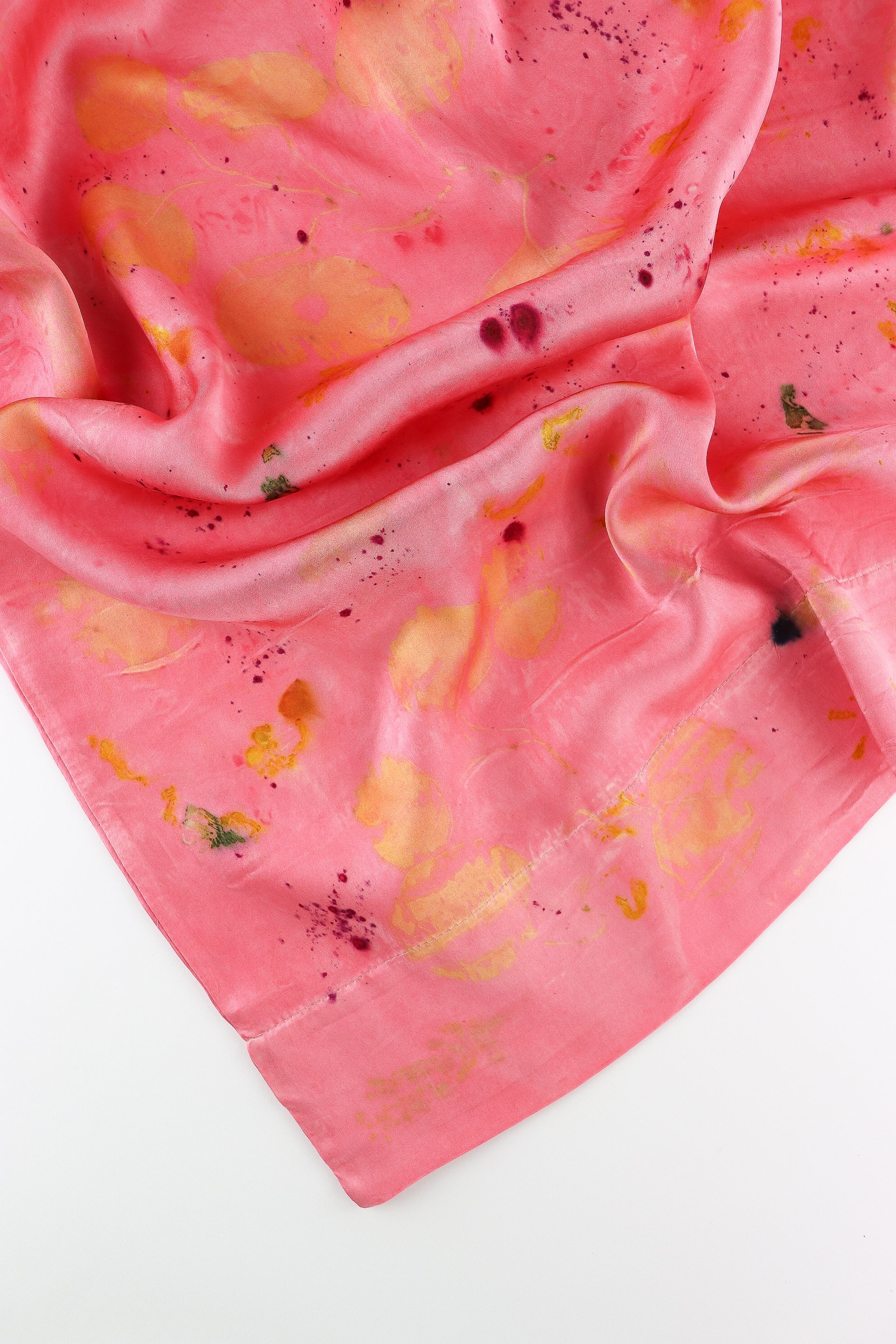 Botanically Dyed Silk Pillowcase eco printed with flowers. Silk Charmeuse pillowcase.