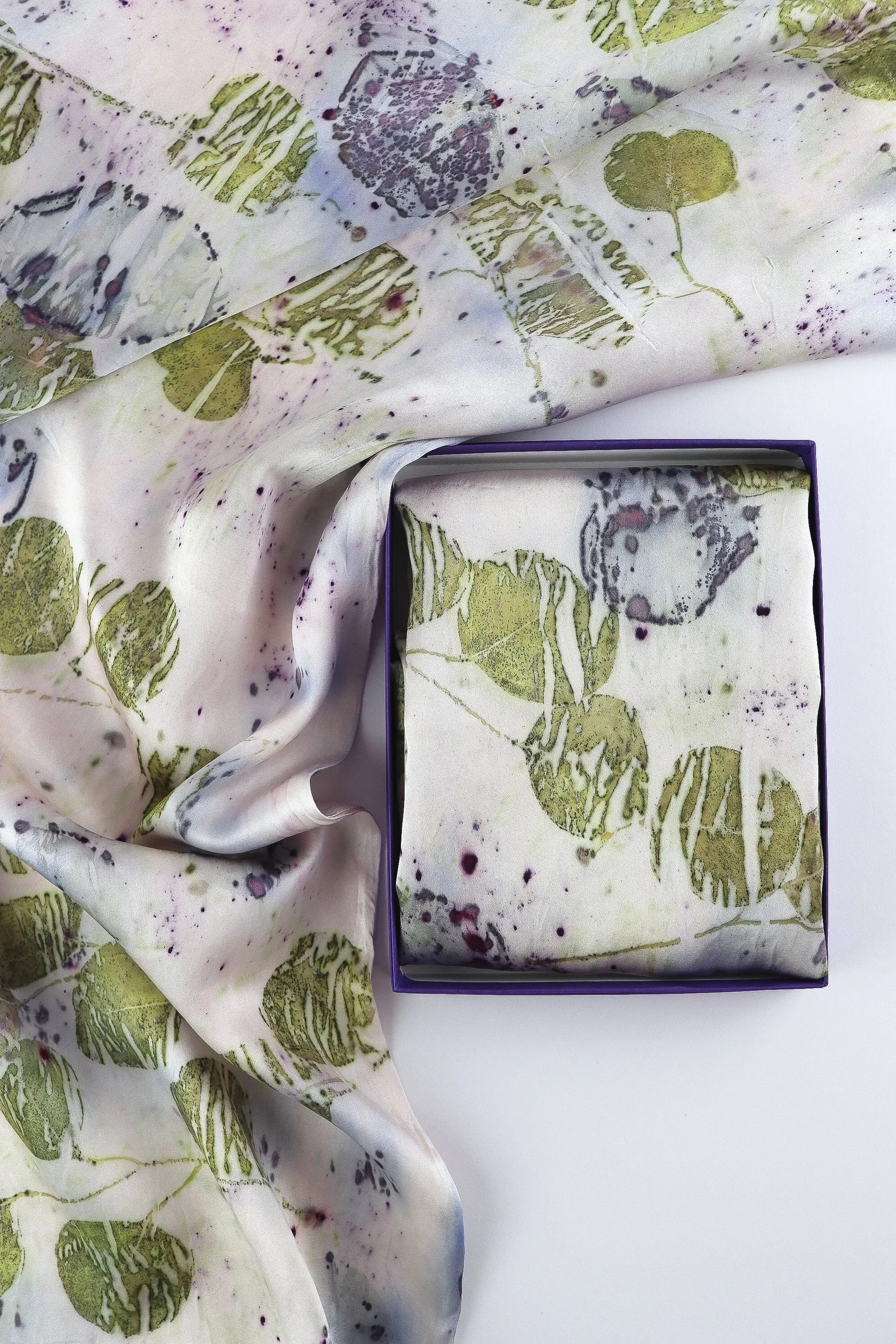 Botanically Dyed Silk Pillowcase eco printed with flowers. Mulberry silk pillowcase set of 2.