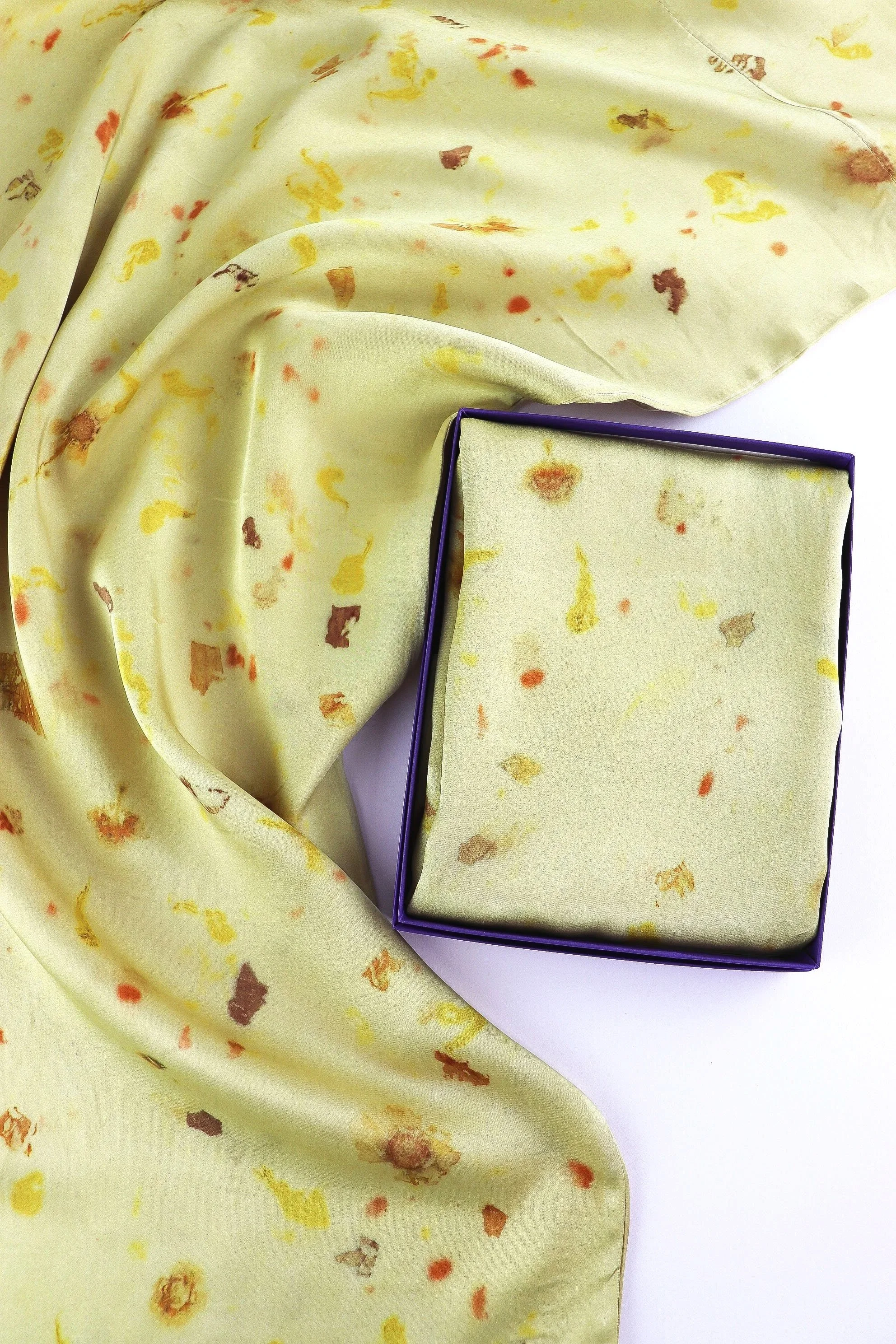 Botanically Dyed Silk Pillowcase eco printed with flowers. Mulberry silk pillowcase set of 2.