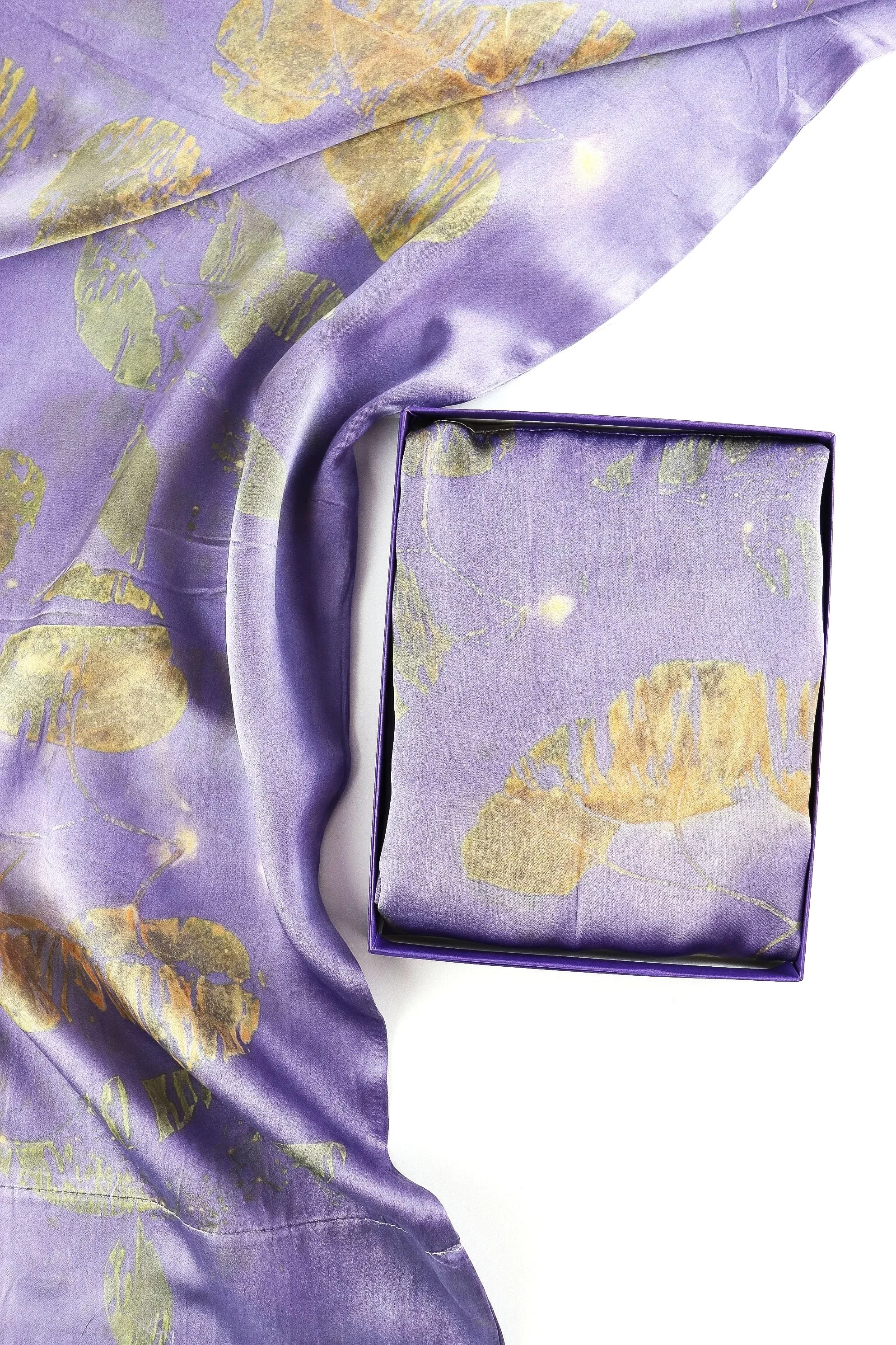 Botanically Dyed Silk Pillowcase eco printed with flowers. Mulberry silk pillowcase set of 2.