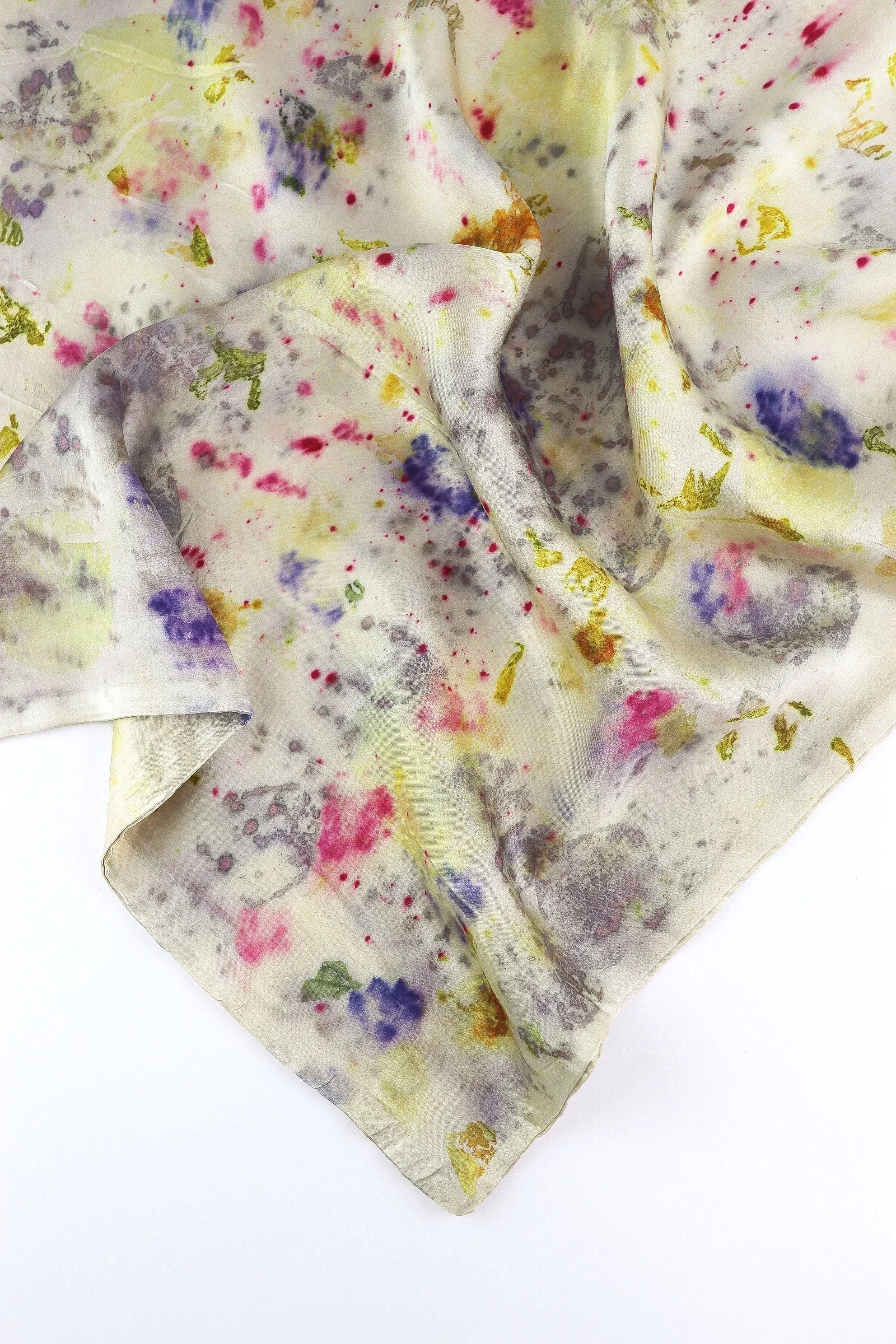 Botanically Dyed Silk Pillowcase eco printed with flowers. Mulberry silk pillowcase set of 2.