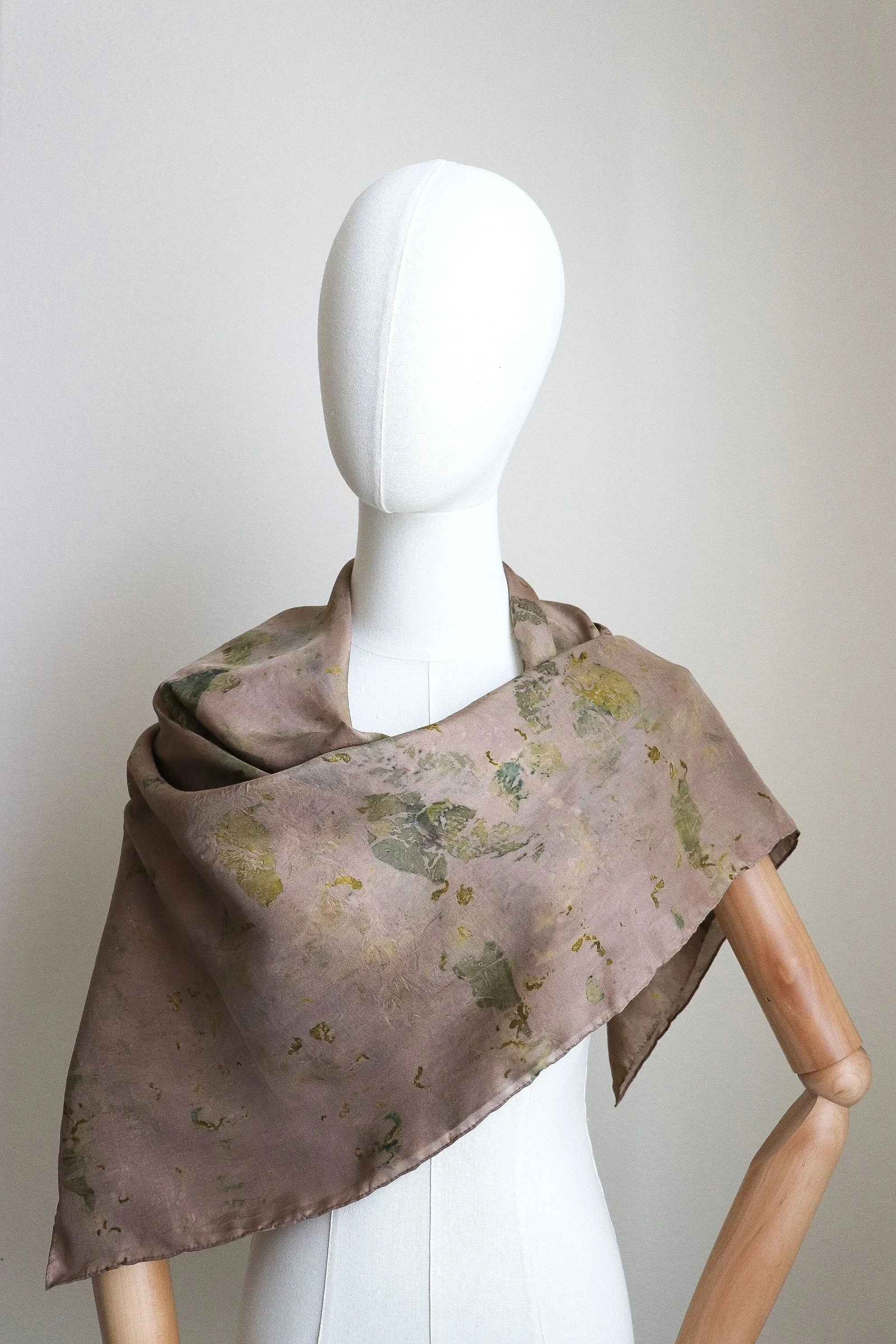 Botanically Dyed Silk Scarf. Eco printed silk scarf