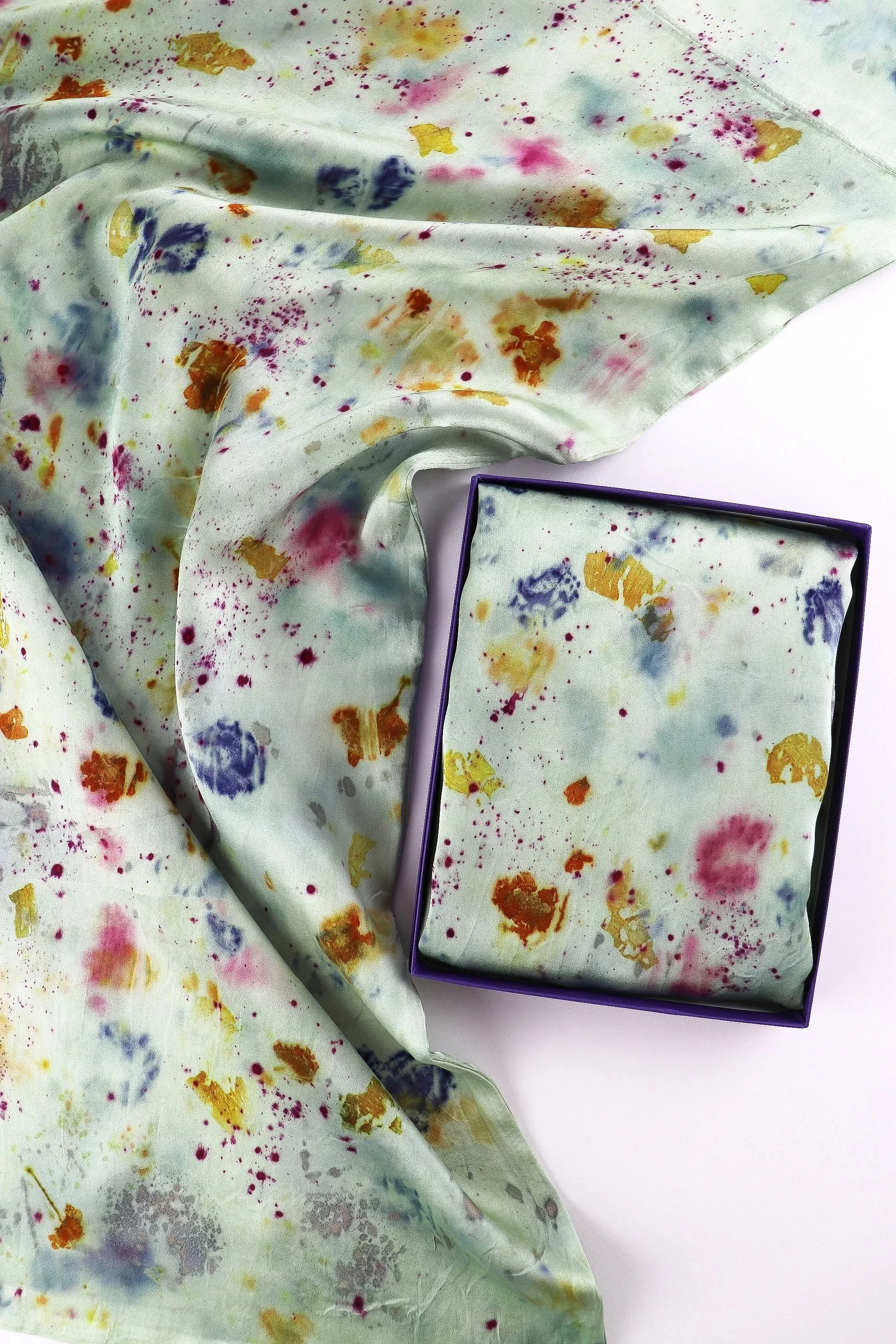 Botanically Dyed Silk Pillowcase eco printed with flowers. Mulberry silk pillowcase set of 2.