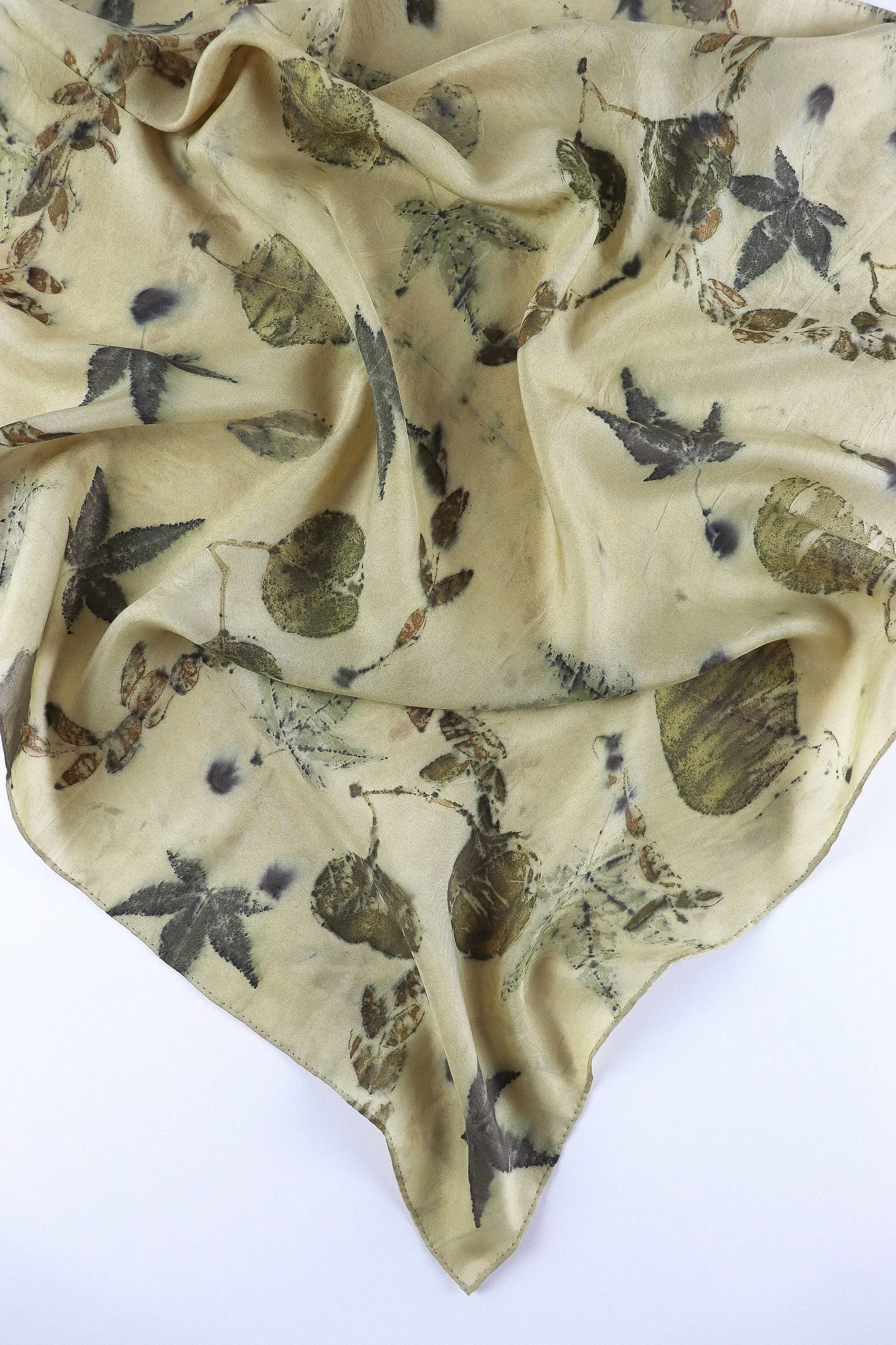 Botanically Dyed Silk Scarf. Eco printed silk scarf.