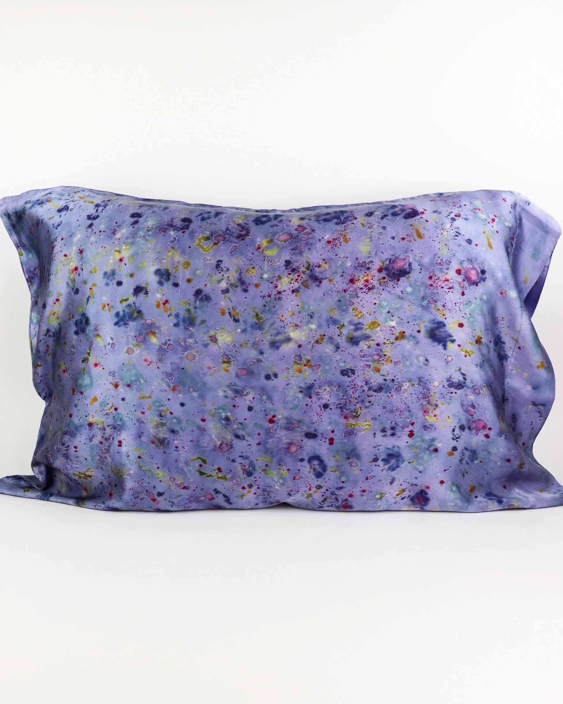 Botanically Dyed Silk Pillowcase eco printed with flowers. Mulberry silk Charmeuse pillowcase set of 2.