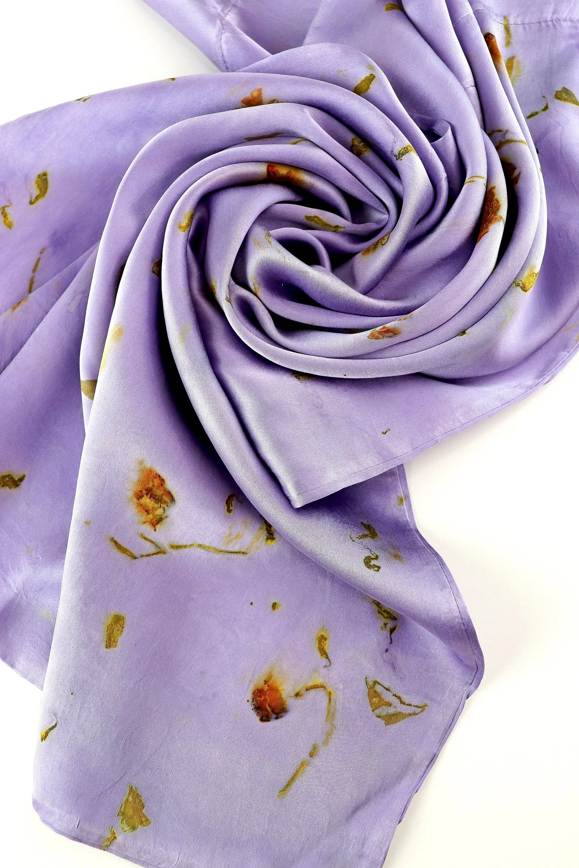 Botanically Dyed Silk Pillowcase eco printed with flowers. Plant dyed silk. AJNA California naturally dyed textiles in San Jose, California. Silk Pillowcase near me.