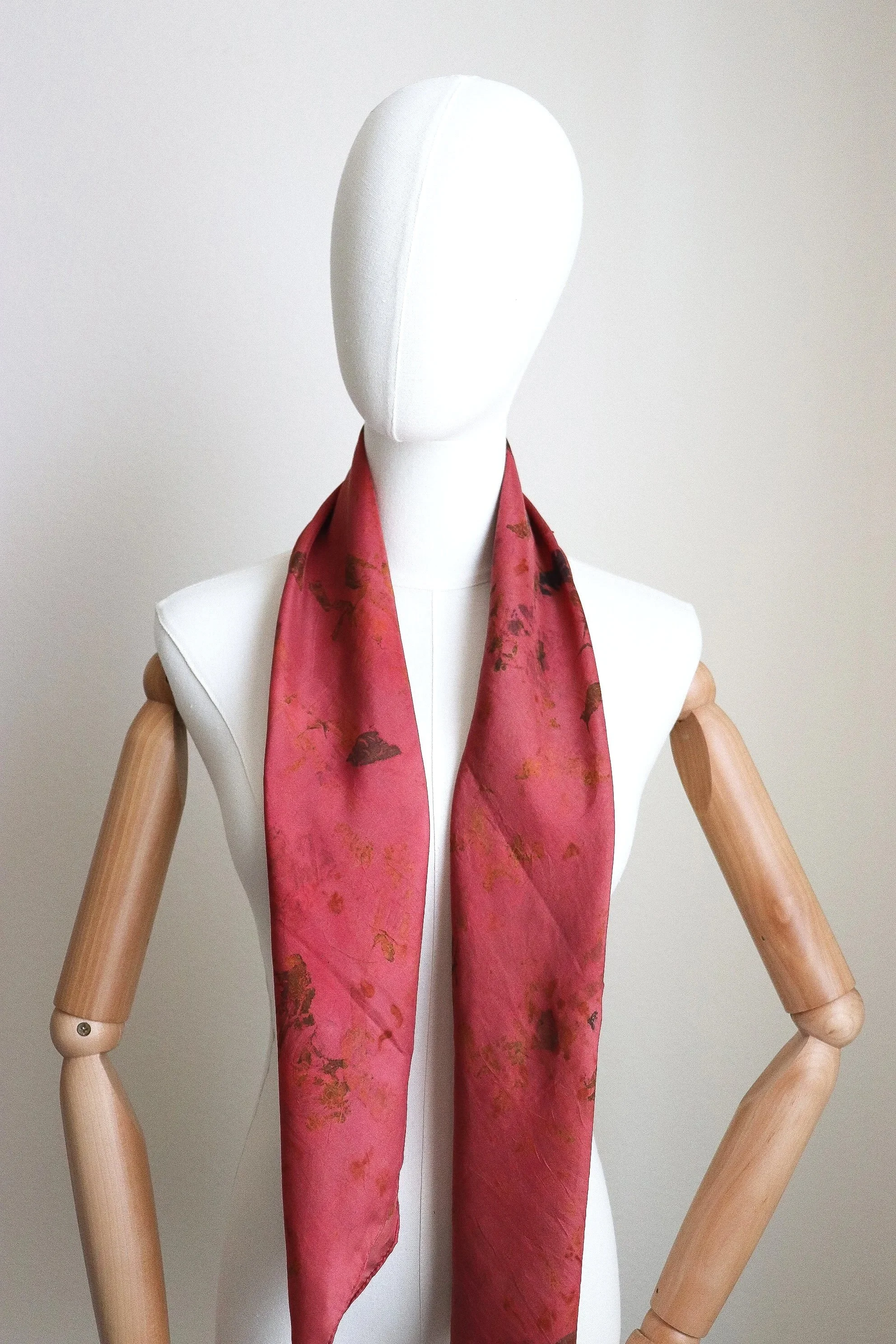 Botanically Dyed Silk Scarf. Eco printed silk scarf.
