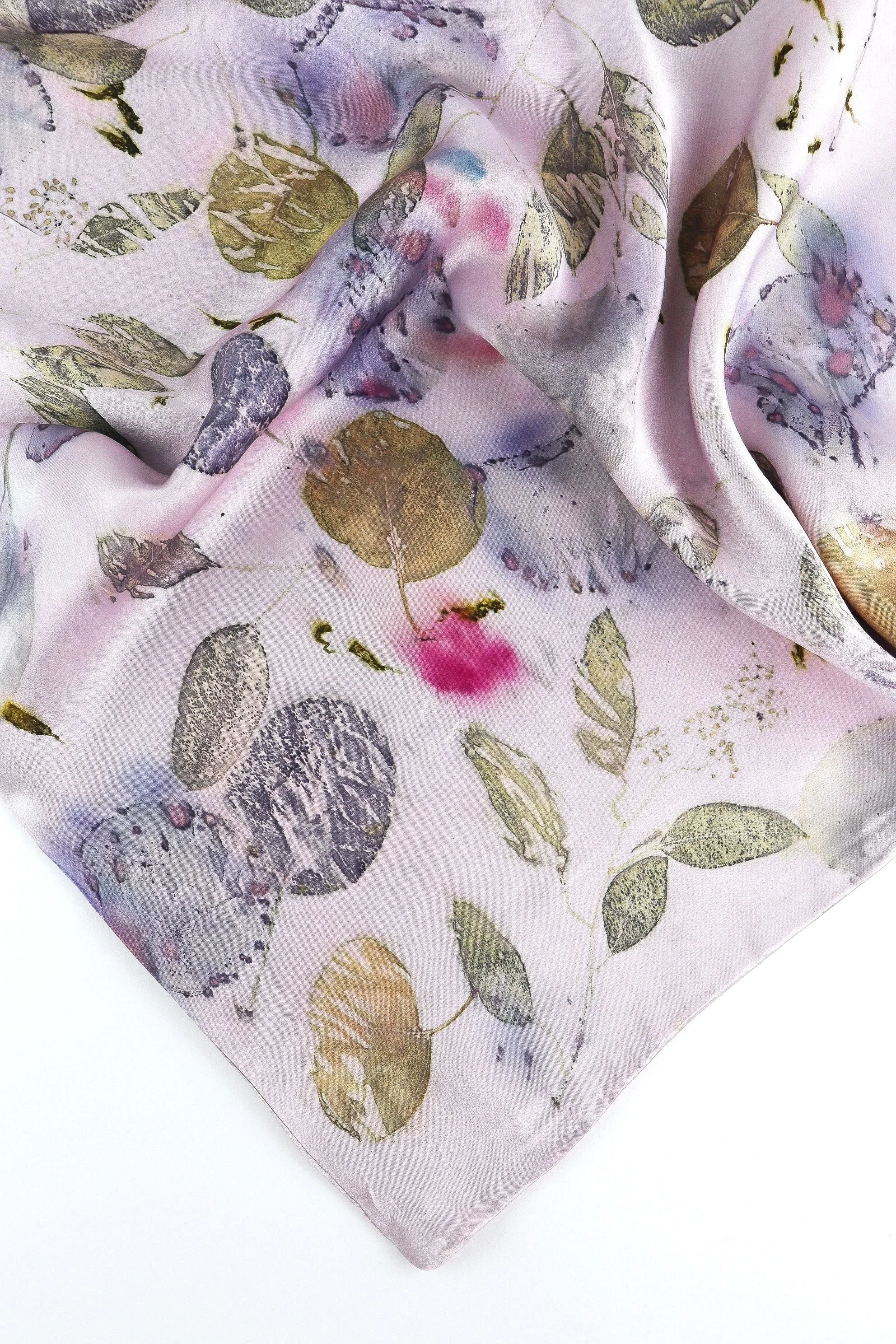 Botanically Dyed Silk Pillowcase eco printed with flowers. Mulberry silk pillowcase set of 2.