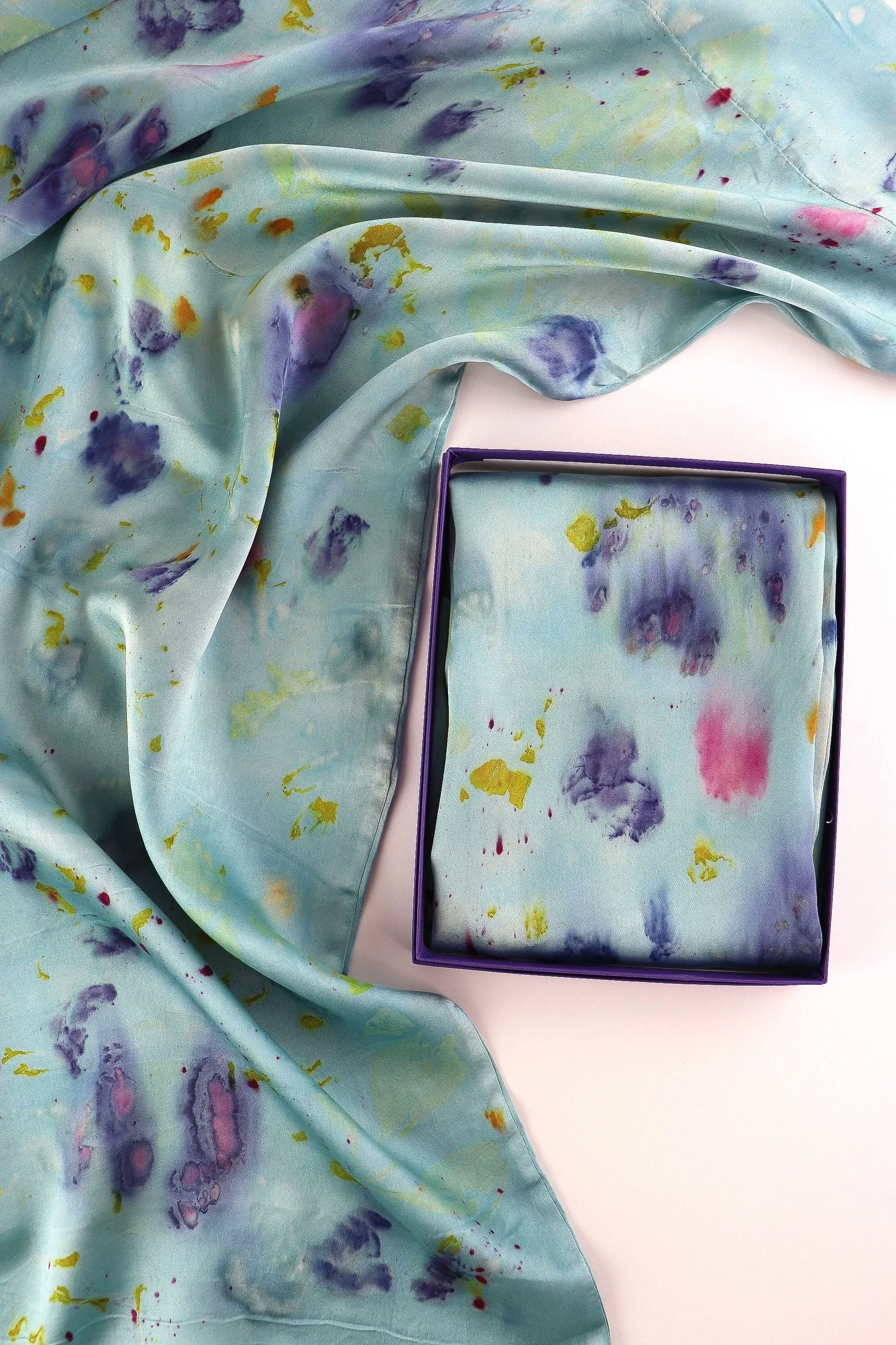 Botanically Dyed Silk Pillowcase eco printed with flowers. Mulberry silk pillowcase set of 2.