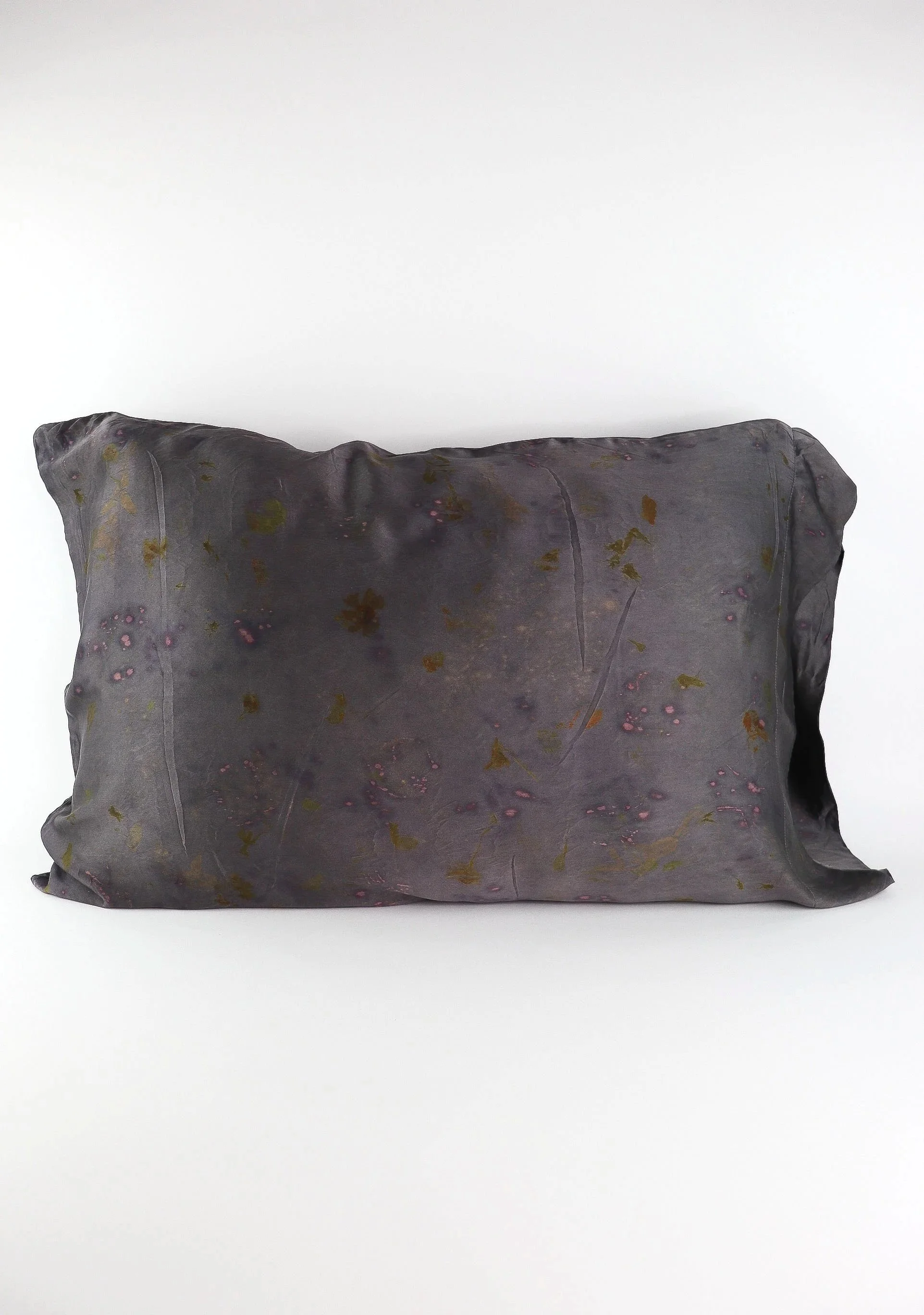 Botanically Dyed Silk Pillowcase eco printed with flowers. Mulberry silk pillowcase set of 2.