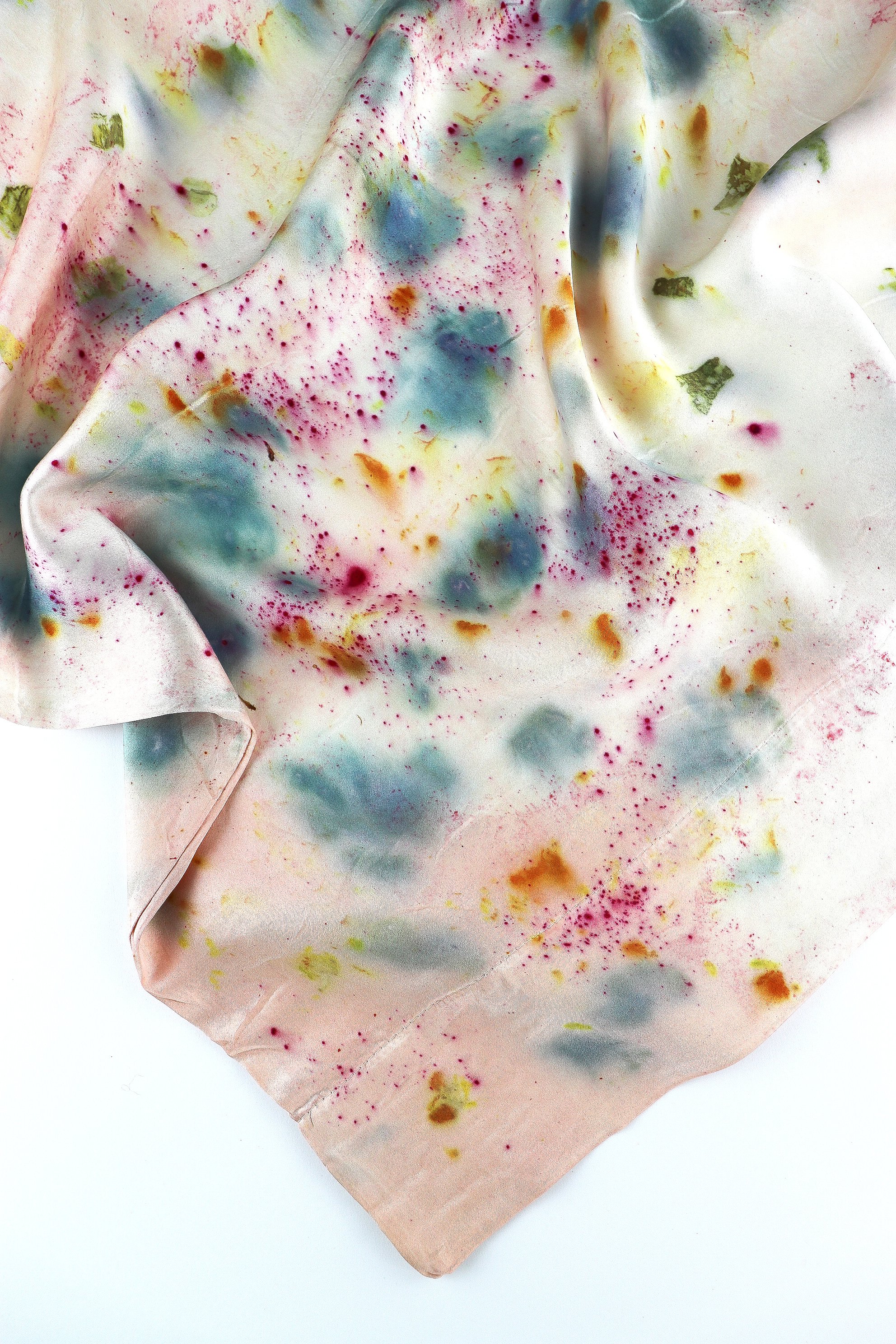 Botanically Dyed Silk Pillowcase eco printed with flowers. Silk Charmeuse pillowcase set of 2.