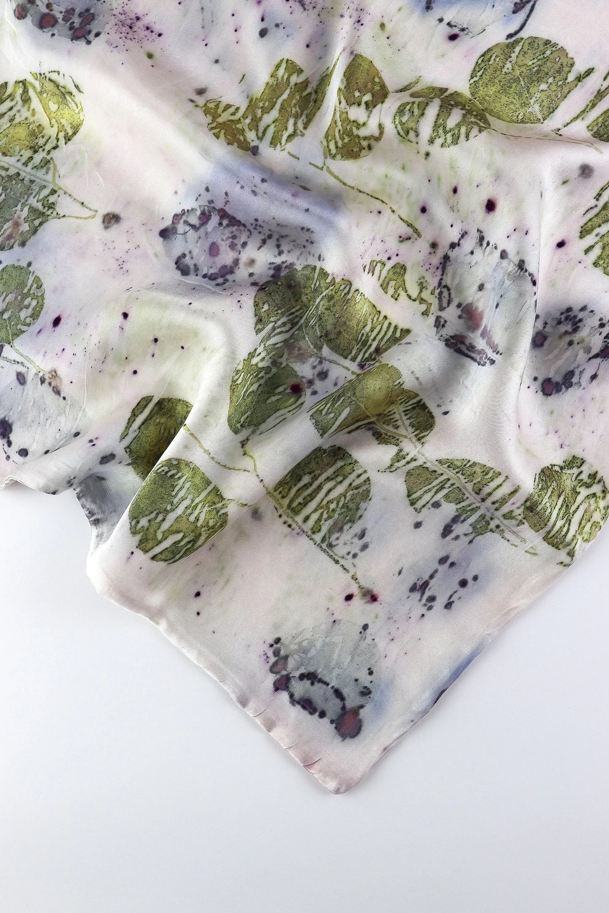 Botanically Dyed Silk Pillowcase eco printed with flowers. Mulberry silk pillowcase set of 2.