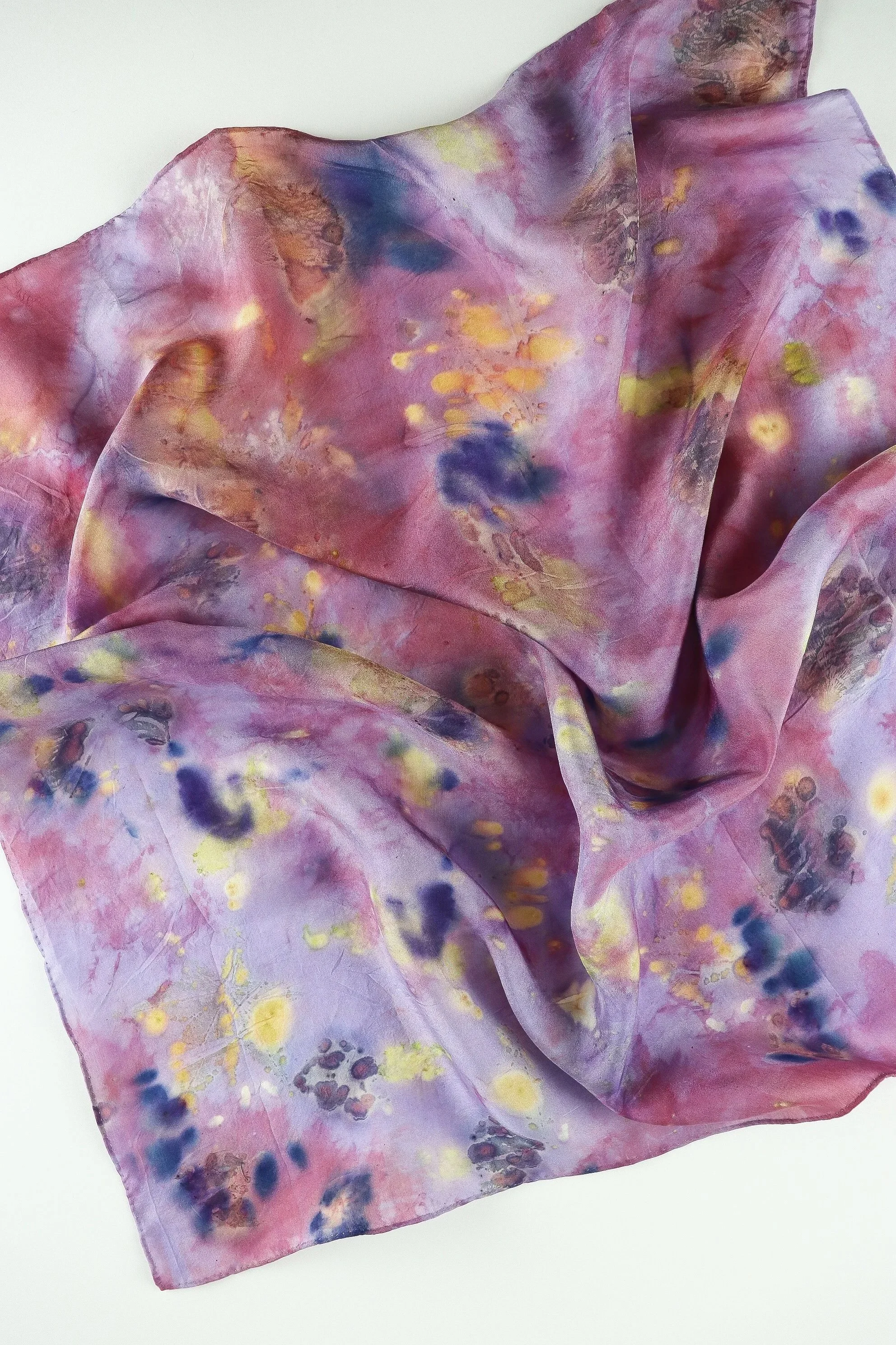 Botanically Dyed Silk Scarf. Eco printed silk scarf.