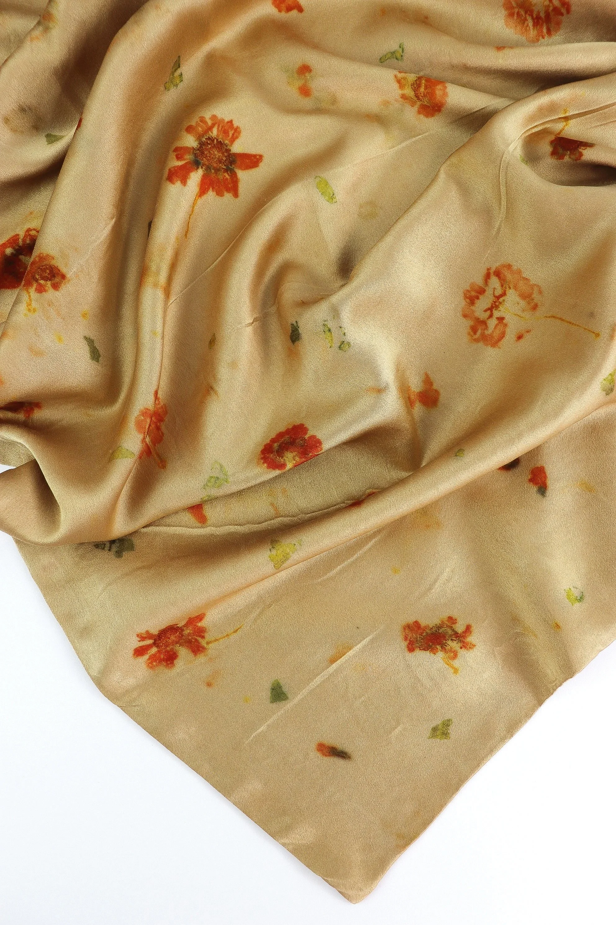 Botanically Dyed Mulberry Silk Pillowcase eco printed with flowers. Silk Charmeuse pillowcase set of 2 King size
