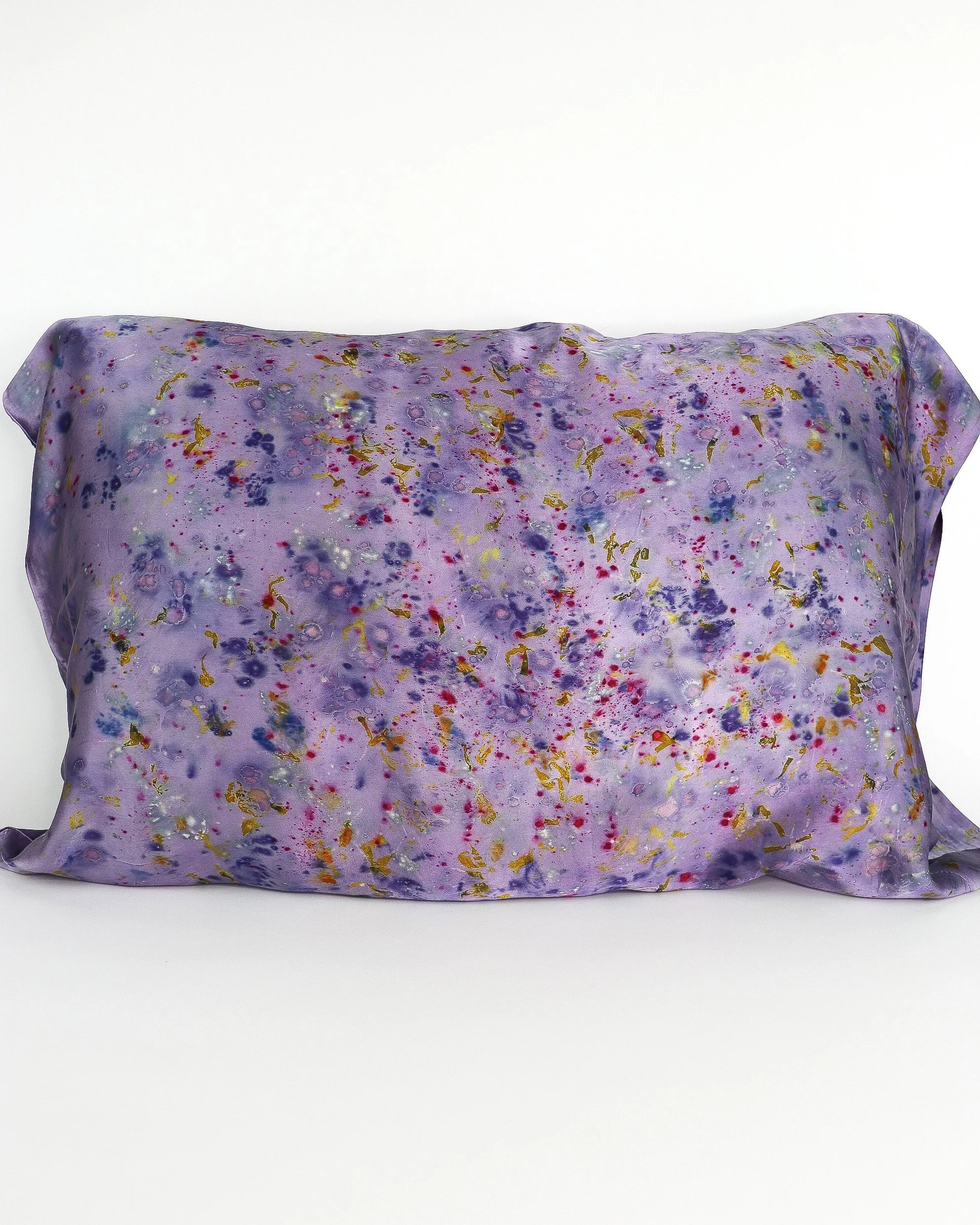 Botanically Dyed Silk Pillowcase eco printed with flowers. Silk Charmeuse pillowcase.