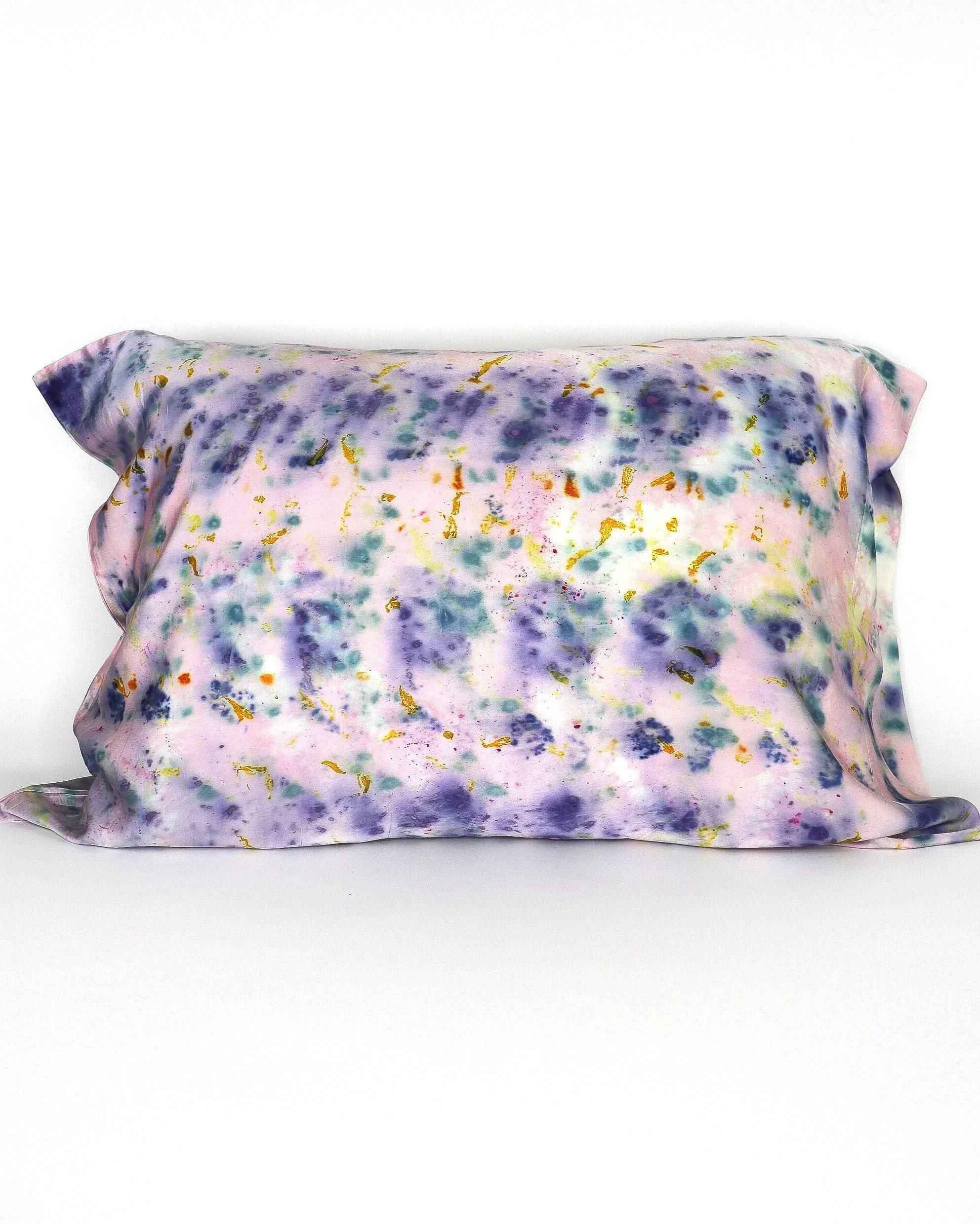 Botanically Dyed Silk Pillowcase eco printed with flowers. Silk Charmeuse pillowcase.