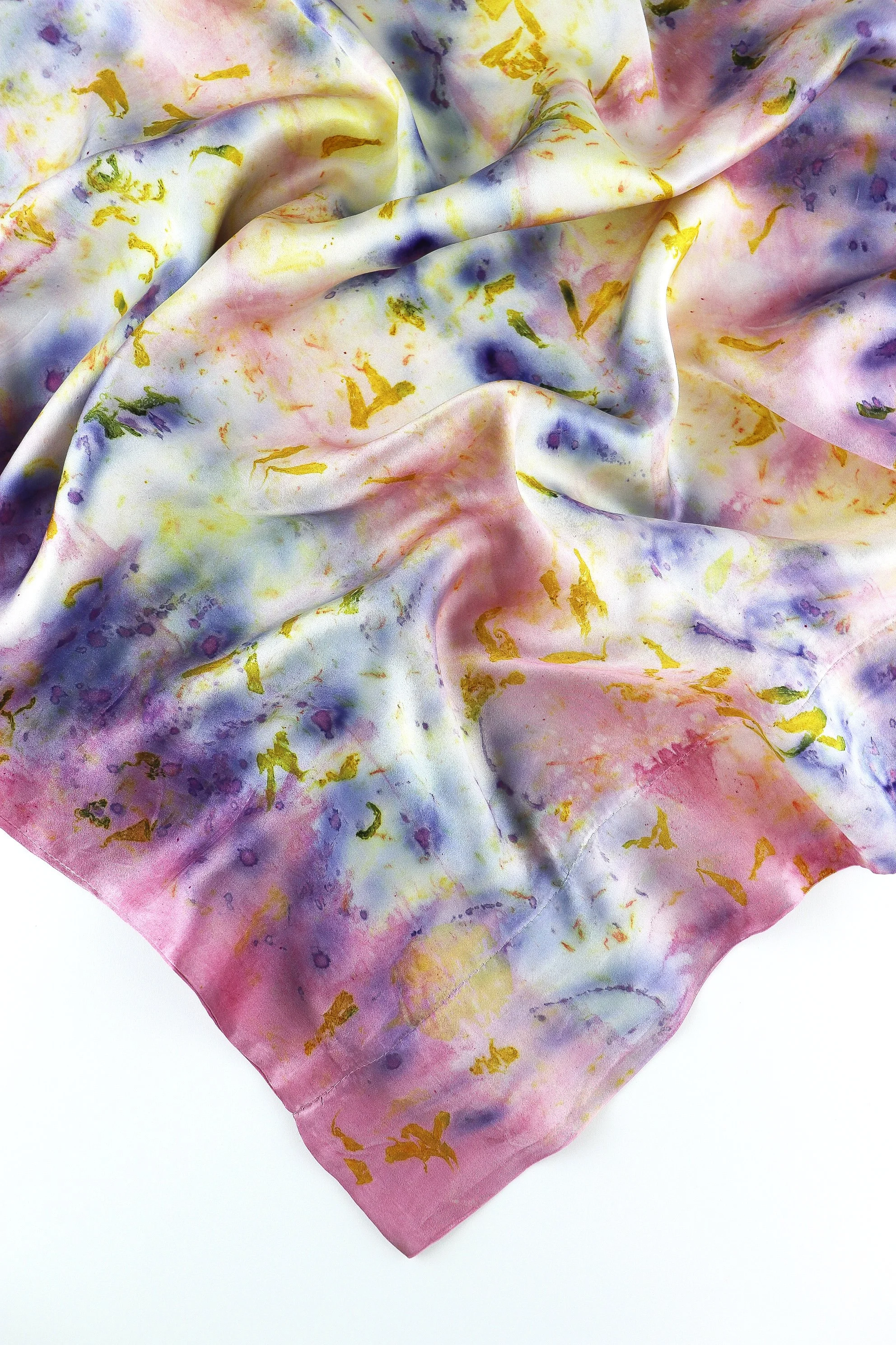 Botanically Dyed Silk Pillowcase eco printed with flowers. Silk Charmeuse pillowcase.