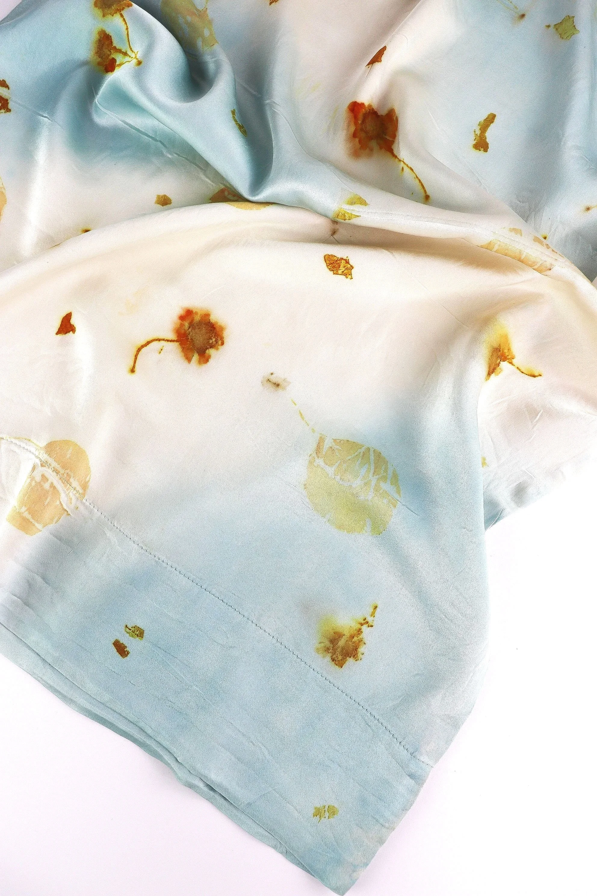 Botanically Dyed Silk Pillowcase eco printed with flowers. Mulberry silk pillowcase set of 2.