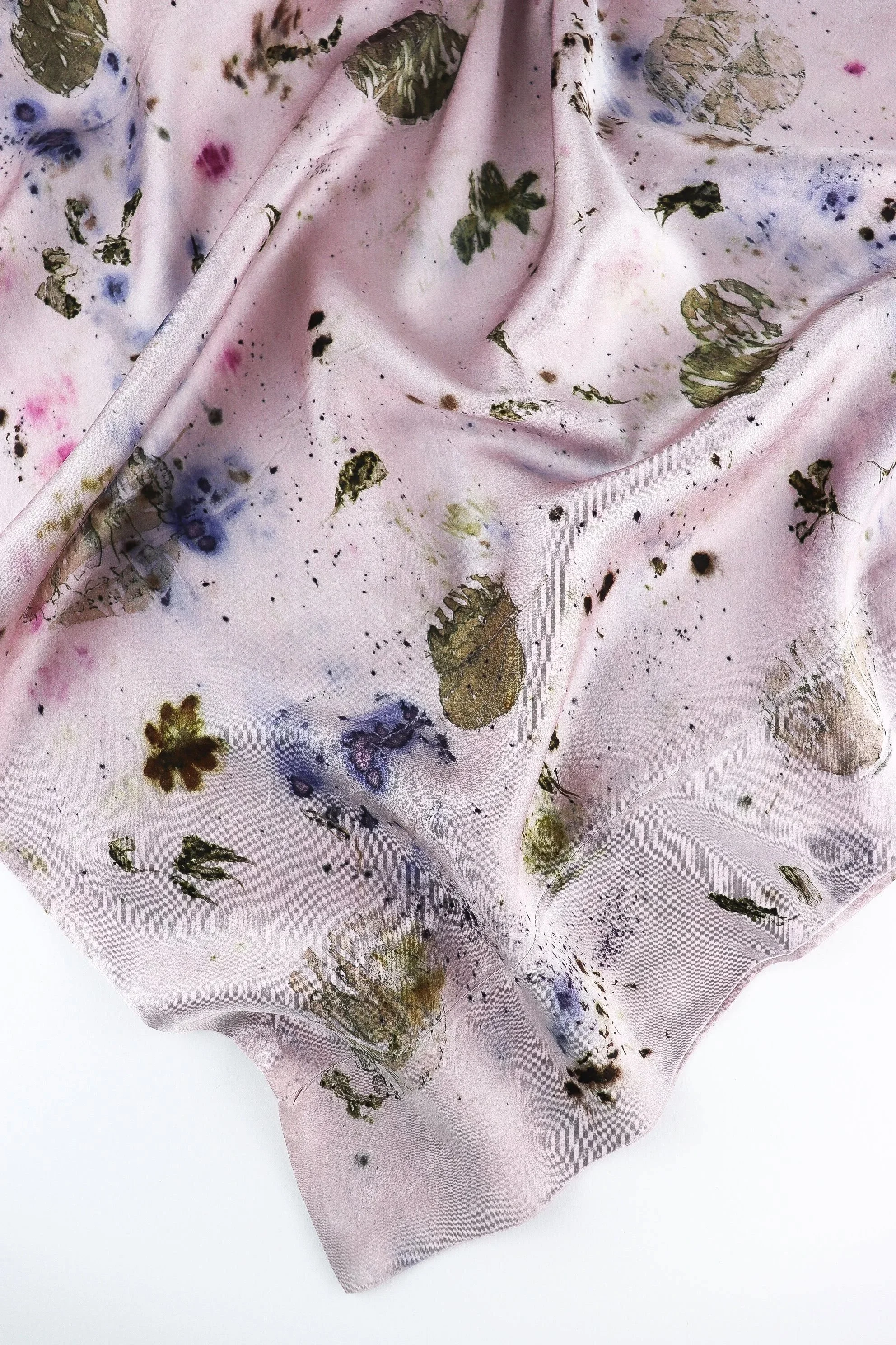 Botanically Dyed Silk Pillowcase eco printed with flowers. Silk Charmeuse pillowcase set of 2.