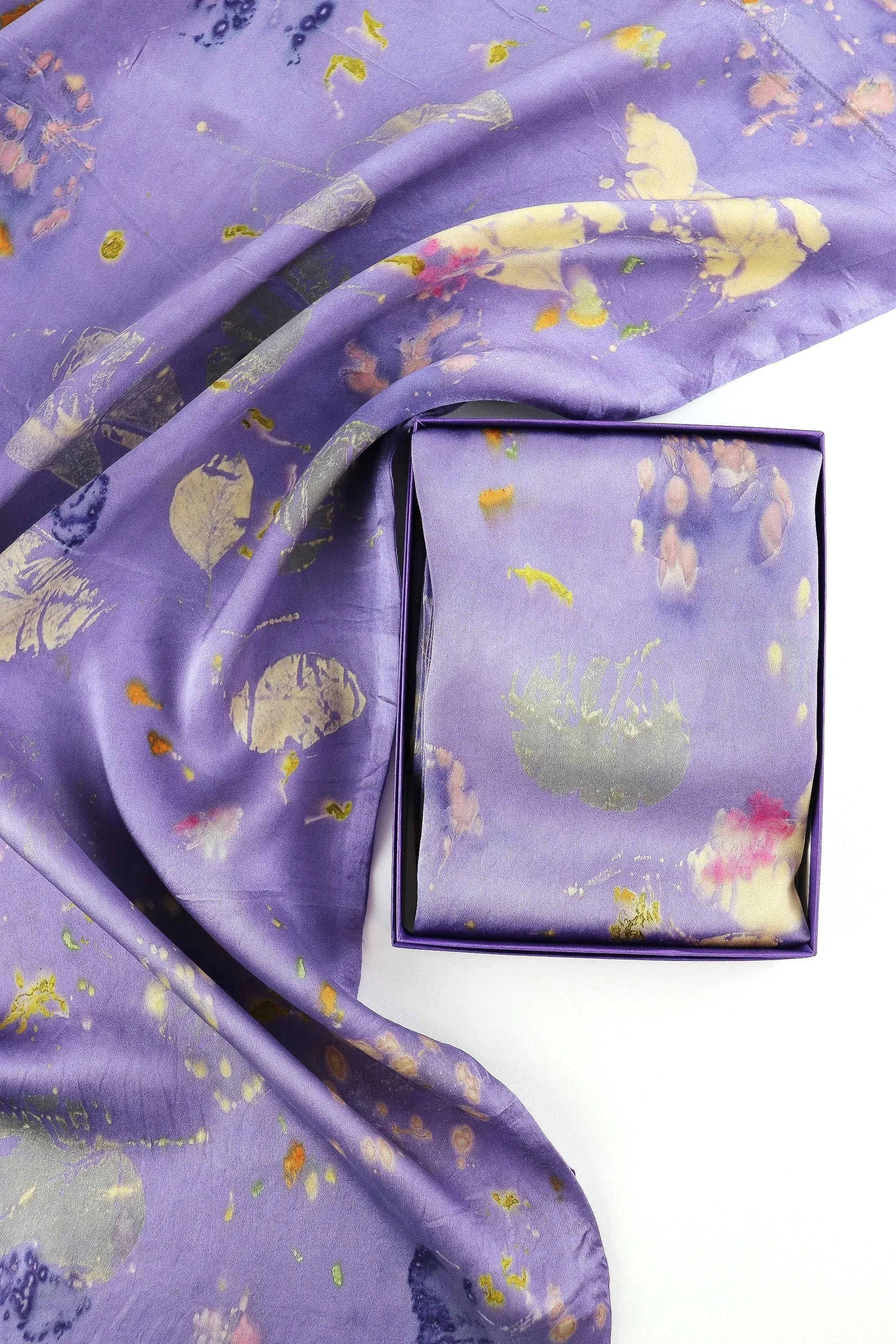 Botanically Dyed Silk Pillowcase eco printed with flowers. Mulberry silk pillowcase set of 2.