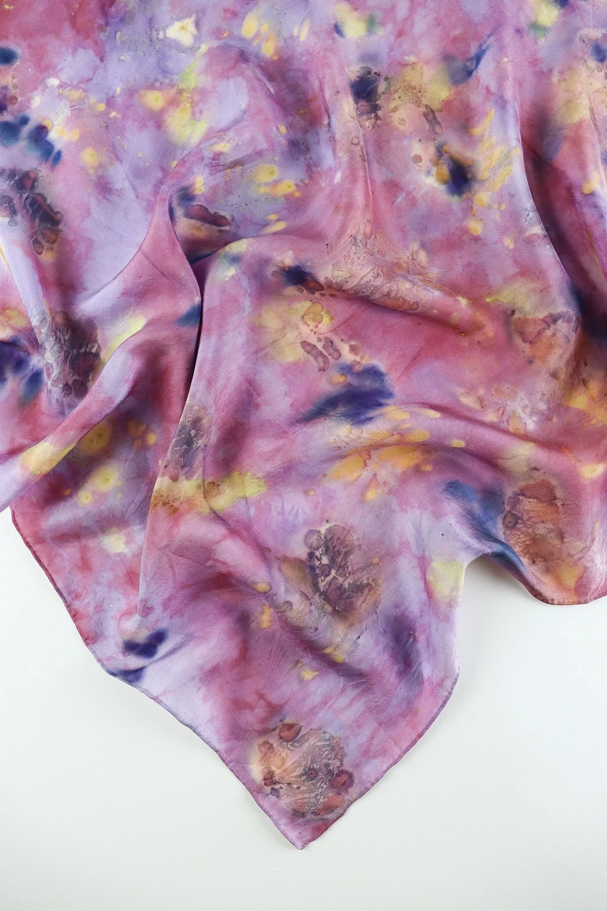 Botanically Dyed Silk Scarf. Eco printed silk scarf.