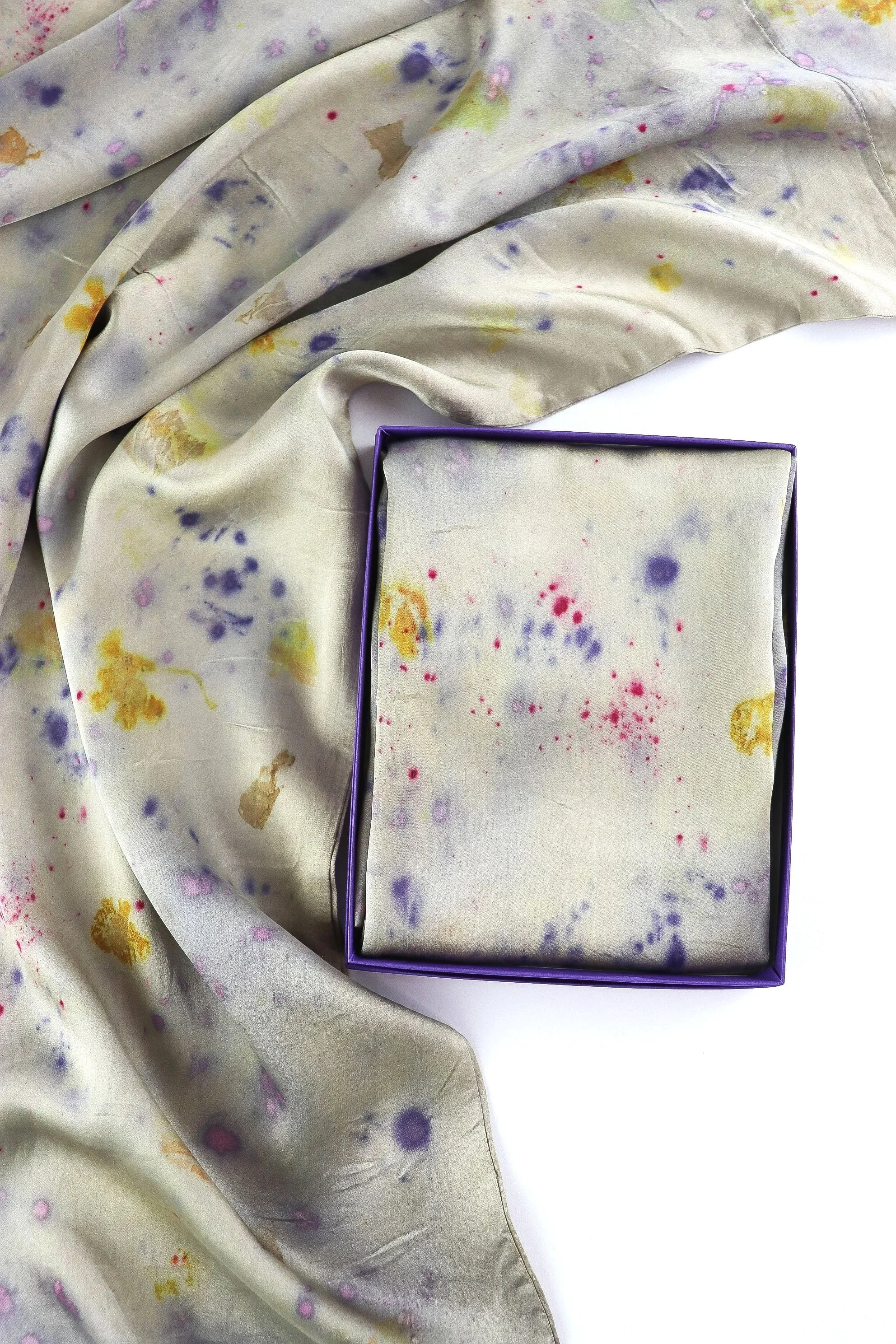 Botanically Dyed Silk Pillowcase eco printed with flowers. Mulberry silk pillowcase set of 2.