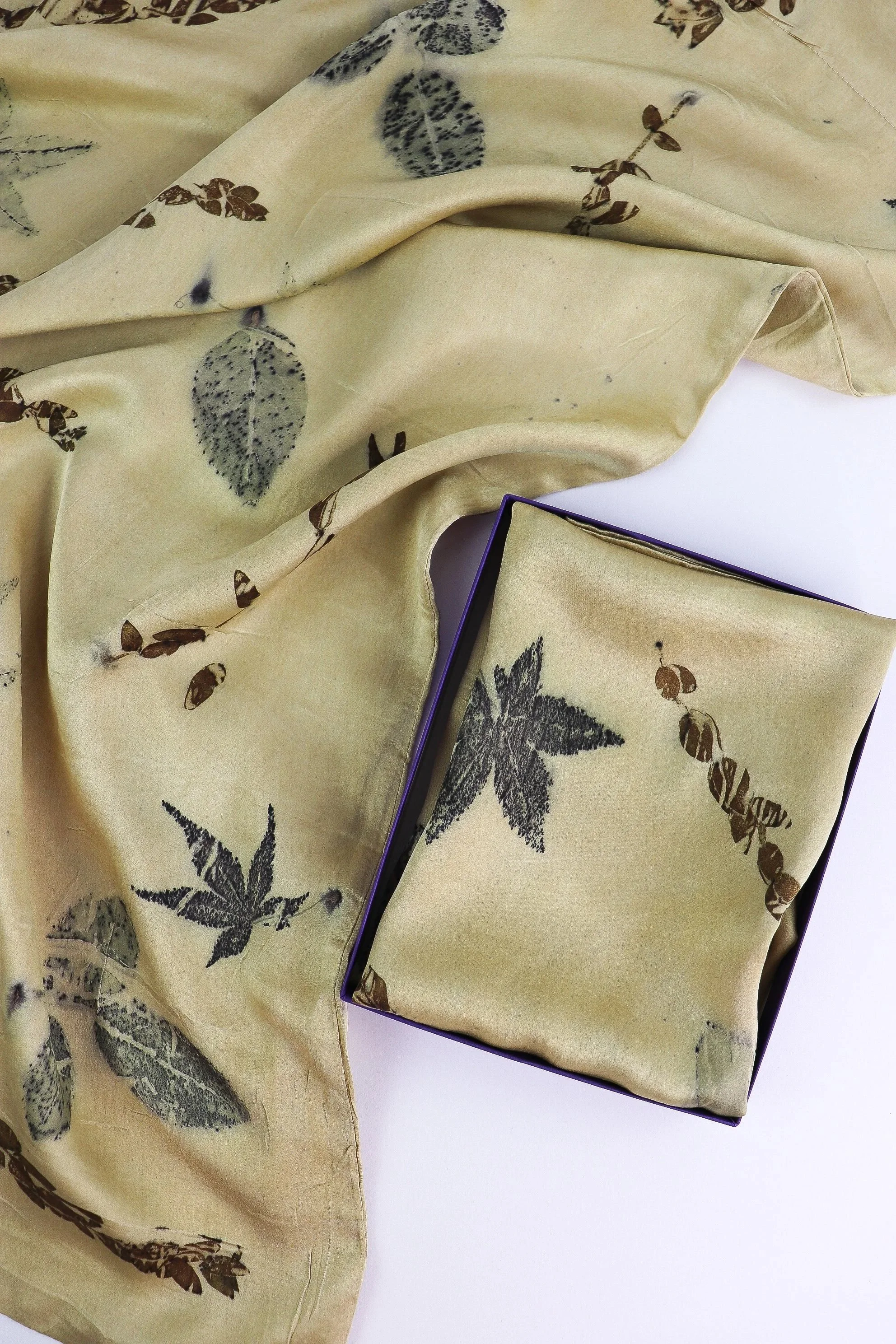 Botanically Dyed Silk Pillowcase eco printed with flowers. Mulberry silk Charmeuse pillowcase set of 2.