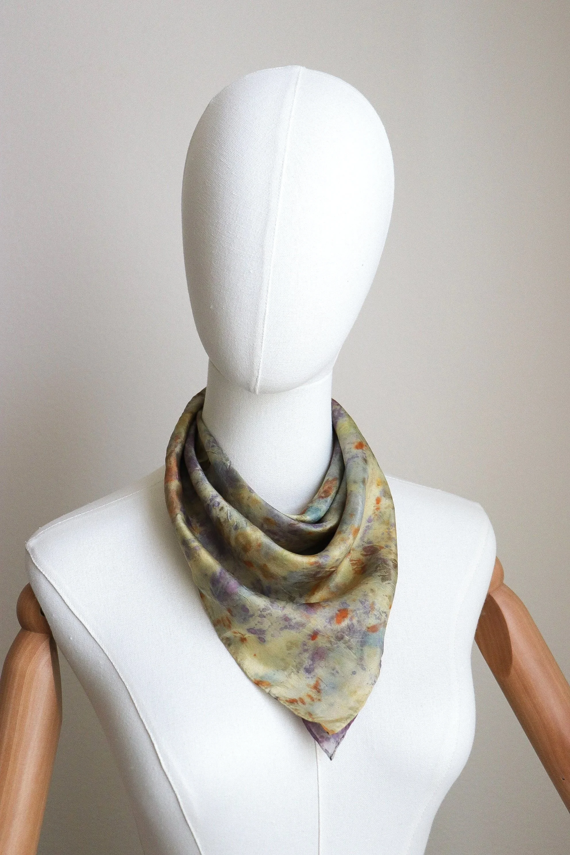 Botanically Dyed Silk Scarf. Eco printed silk scarf.