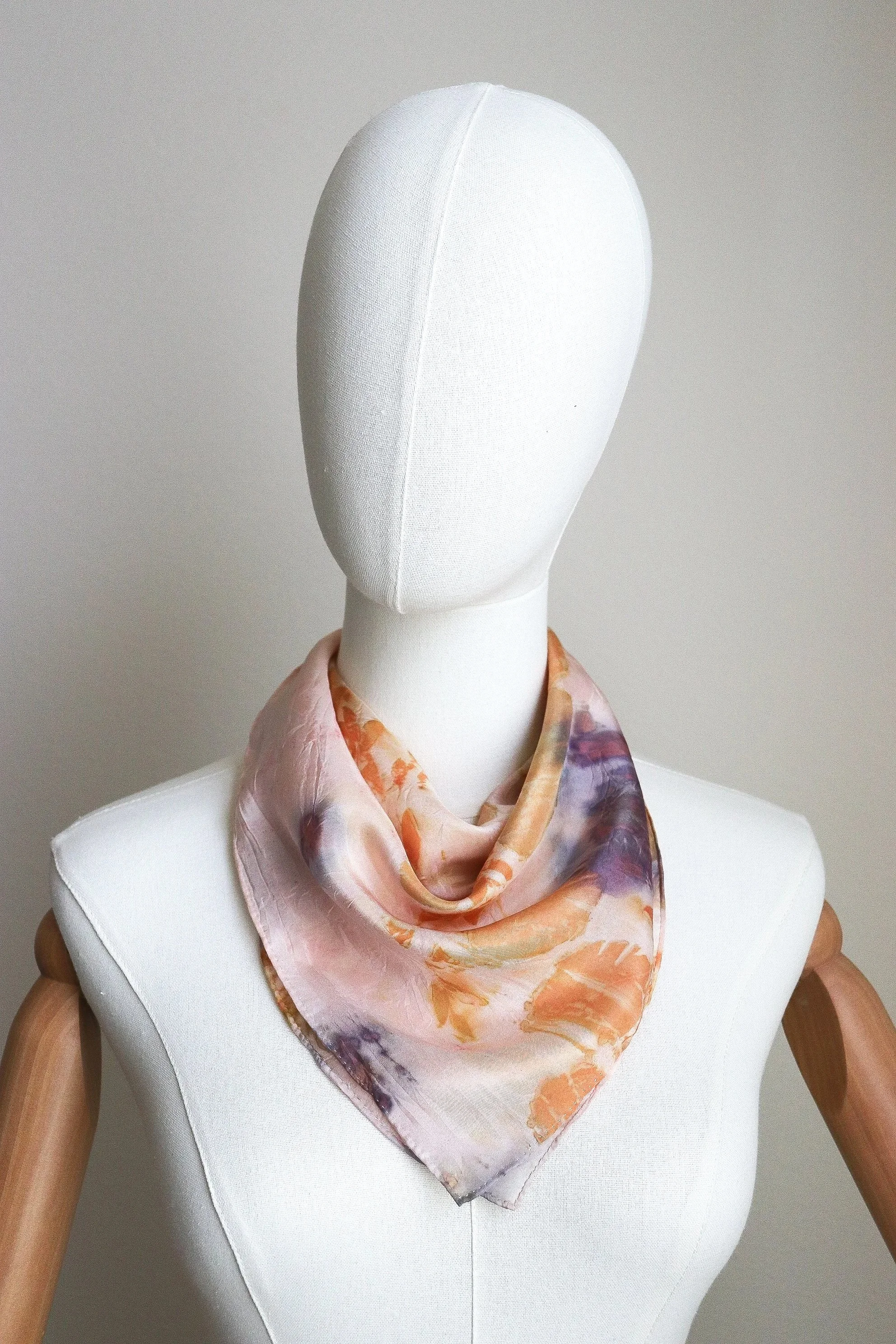 Botanically Dyed Silk Scarf. Eco printed silk scarf.