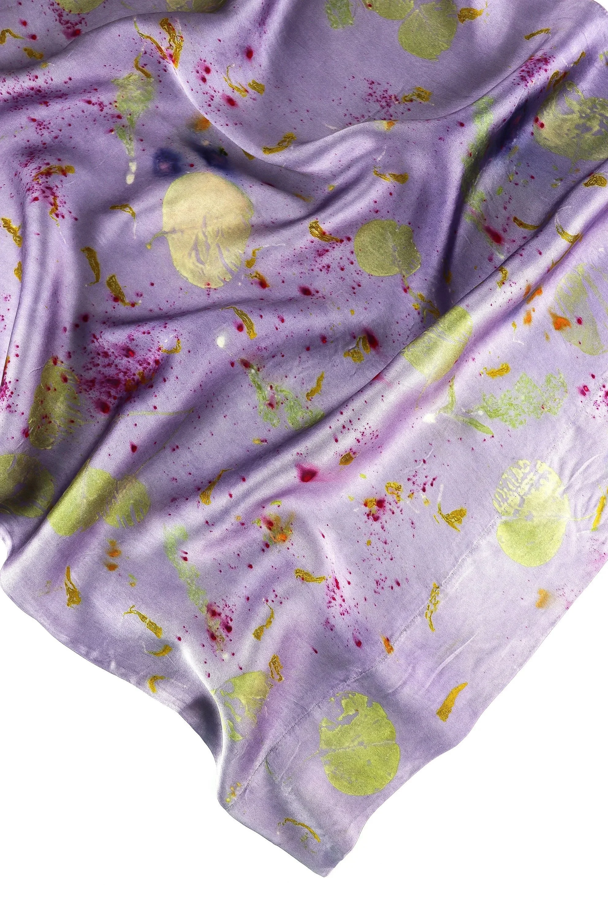 Botanically Dyed Silk Pillowcase eco printed with flowers. Silk Charmeuse pillowcase set of 2.