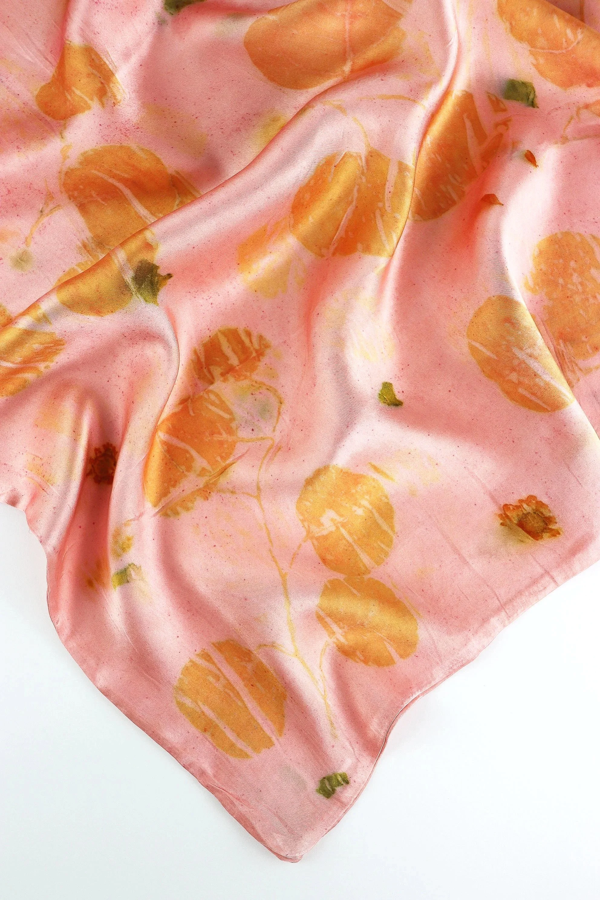 Botanically Dyed Silk Pillowcase eco printed with flowers. Mulberry silk pillowcase set of 2.