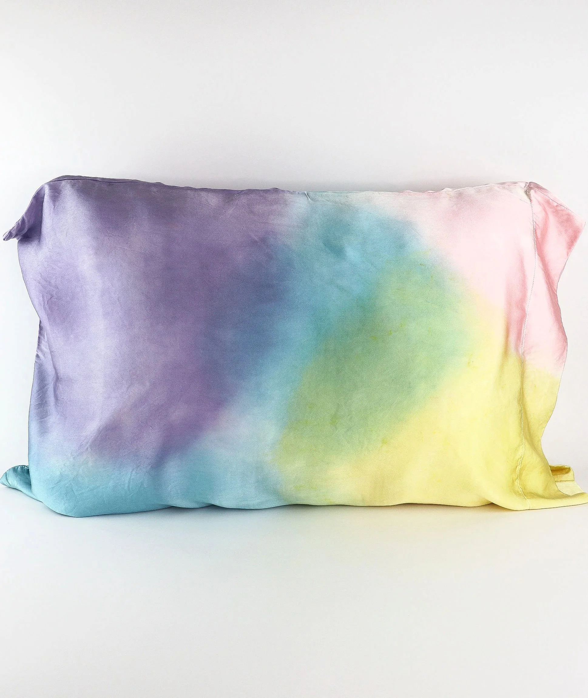 Botanically Dyed Silk Pillowcase eco printed with flowers. Mulberry silk pillowcase set of 2.