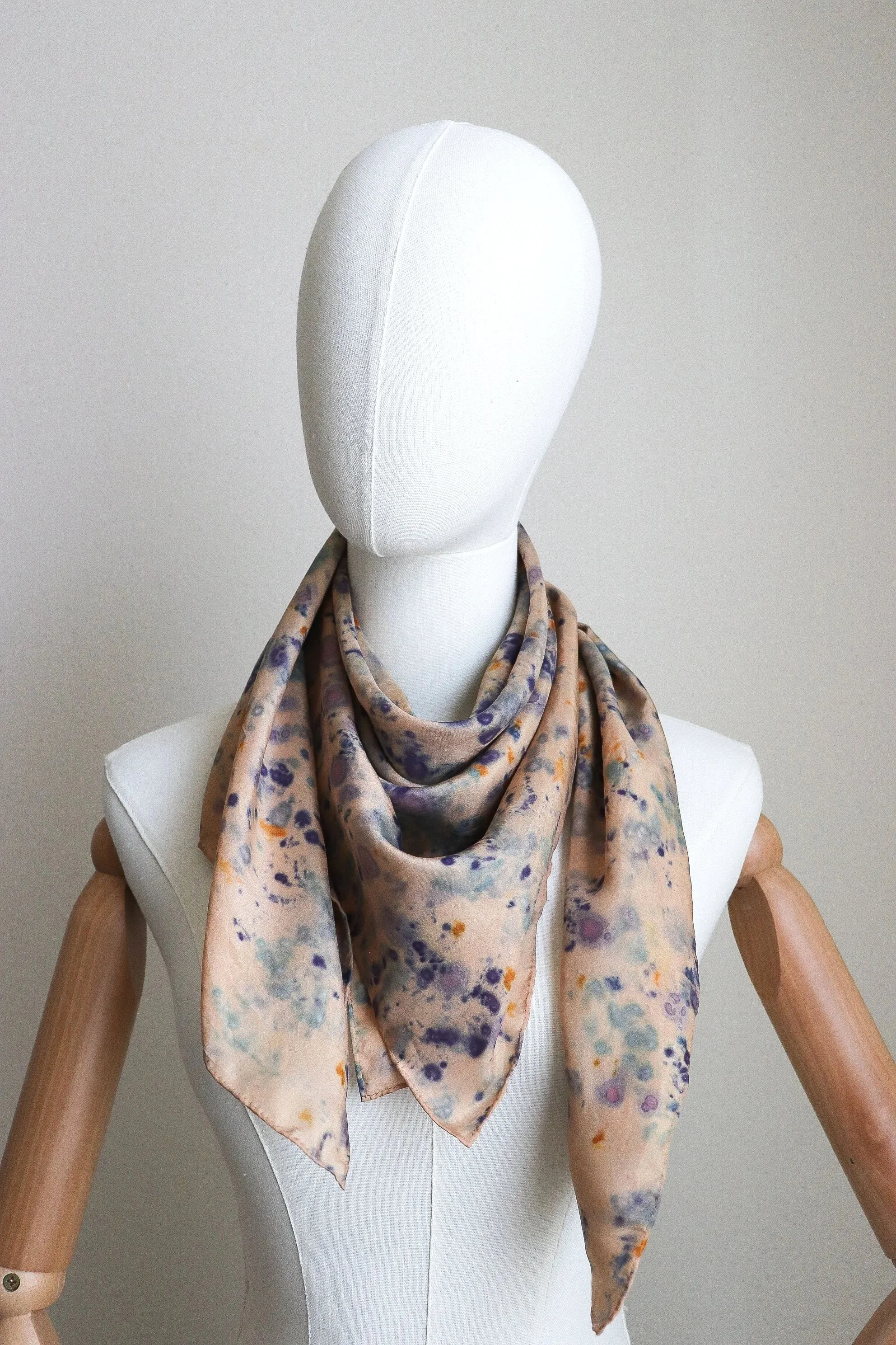 Botanically Dyed Silk Scarf. Eco printed silk scarf.