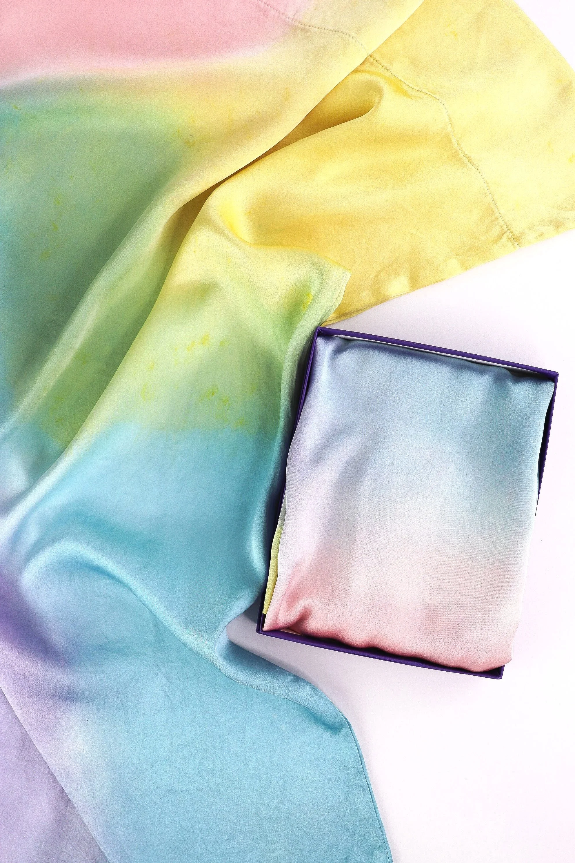 Botanically Dyed Silk Pillowcase eco printed with flowers. Mulberry silk pillowcase set of 2.