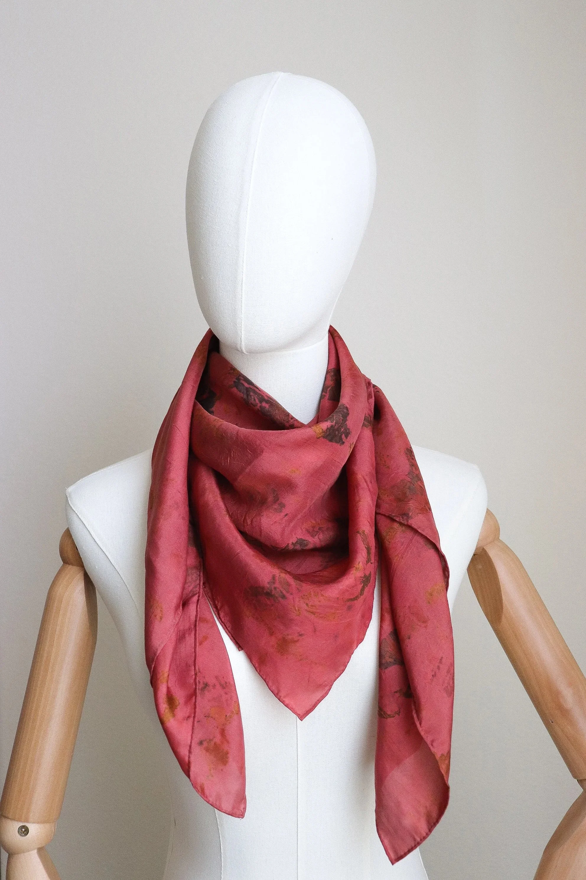Botanically Dyed Silk Scarf. Eco printed silk scarf.