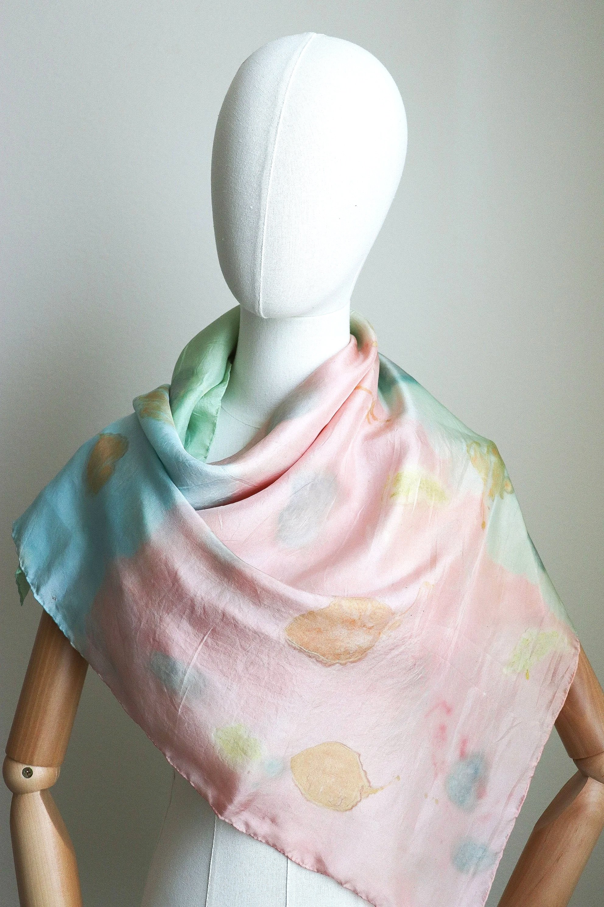 Botanically Dyed Silk Scarf. Eco printed silk scarf.