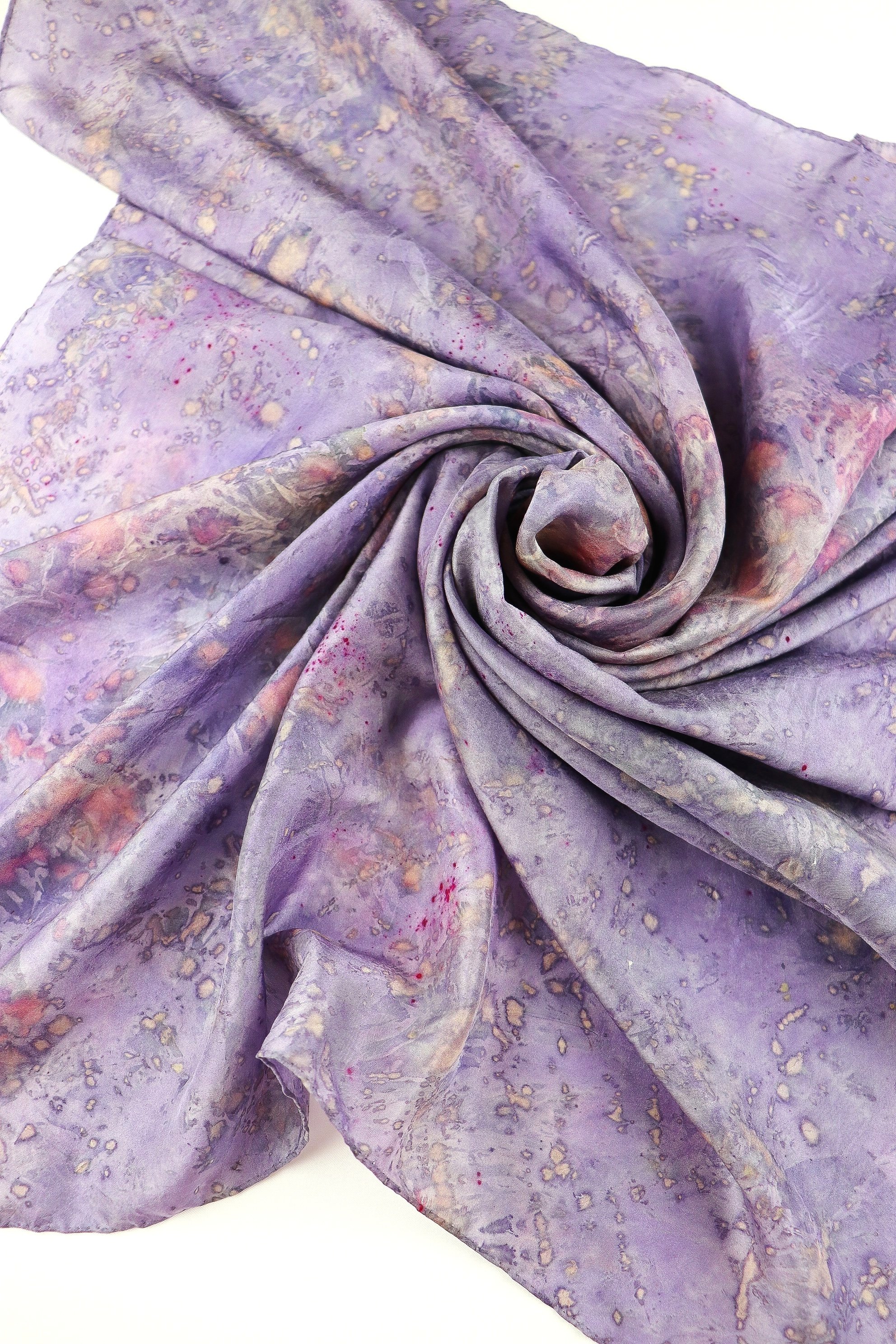 One of a kind botanically Dyed Silk Scarf and bandana. Naturally dyeing on fabric. AJNA Silk Scarf. Botanically dyed Silk bandana in San Francisco Bay Area California. Flower Dyeing.